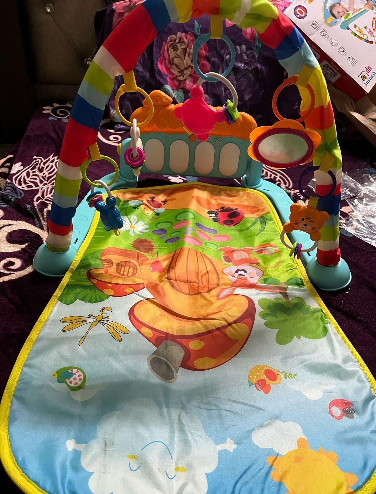 bhvmey Colorful Baby Piano Gym Play Mat with Music, Lights & Animal Hanging Toys-picture-9