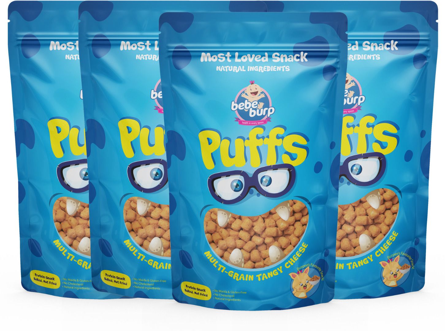 Puffs Multigrain Tangy Cheese Pack Of 4 - 35 gms each Baby Puffs 100 g
