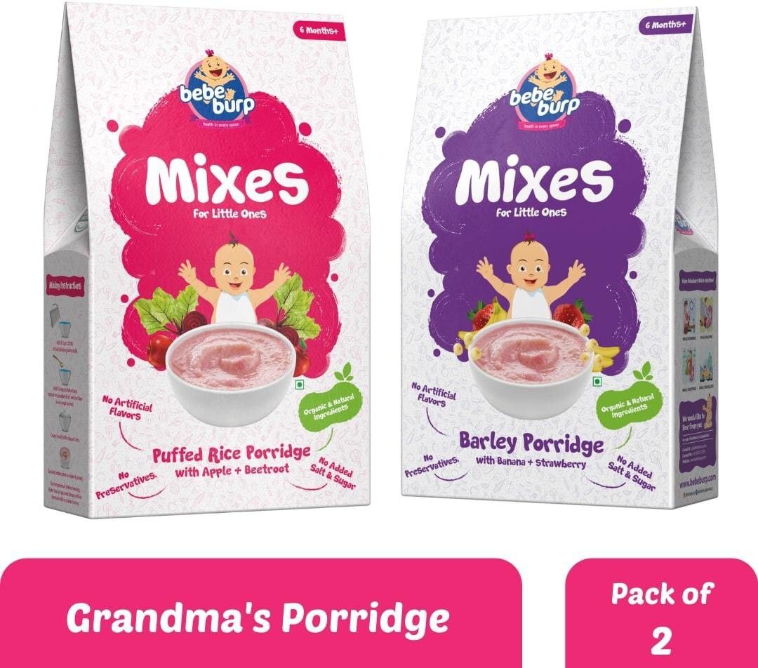 Instant Mix Porridge Combo Pack Of 2 (Barley and Puffed Rice ) Baby Snacks 400 g