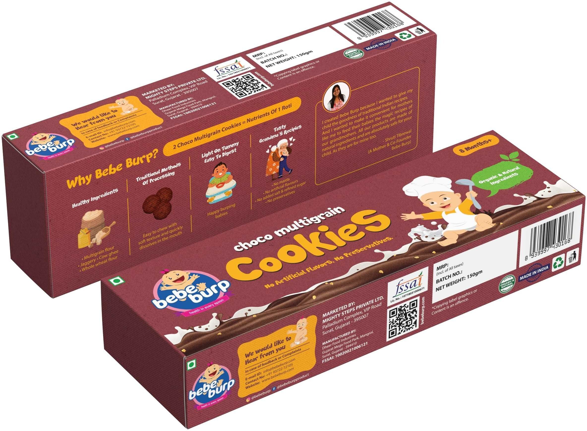 Kids Biscuits Choco Multigrain Baby Food Cookies (Pack of 2) - 150g each Baby Snacks 300 g