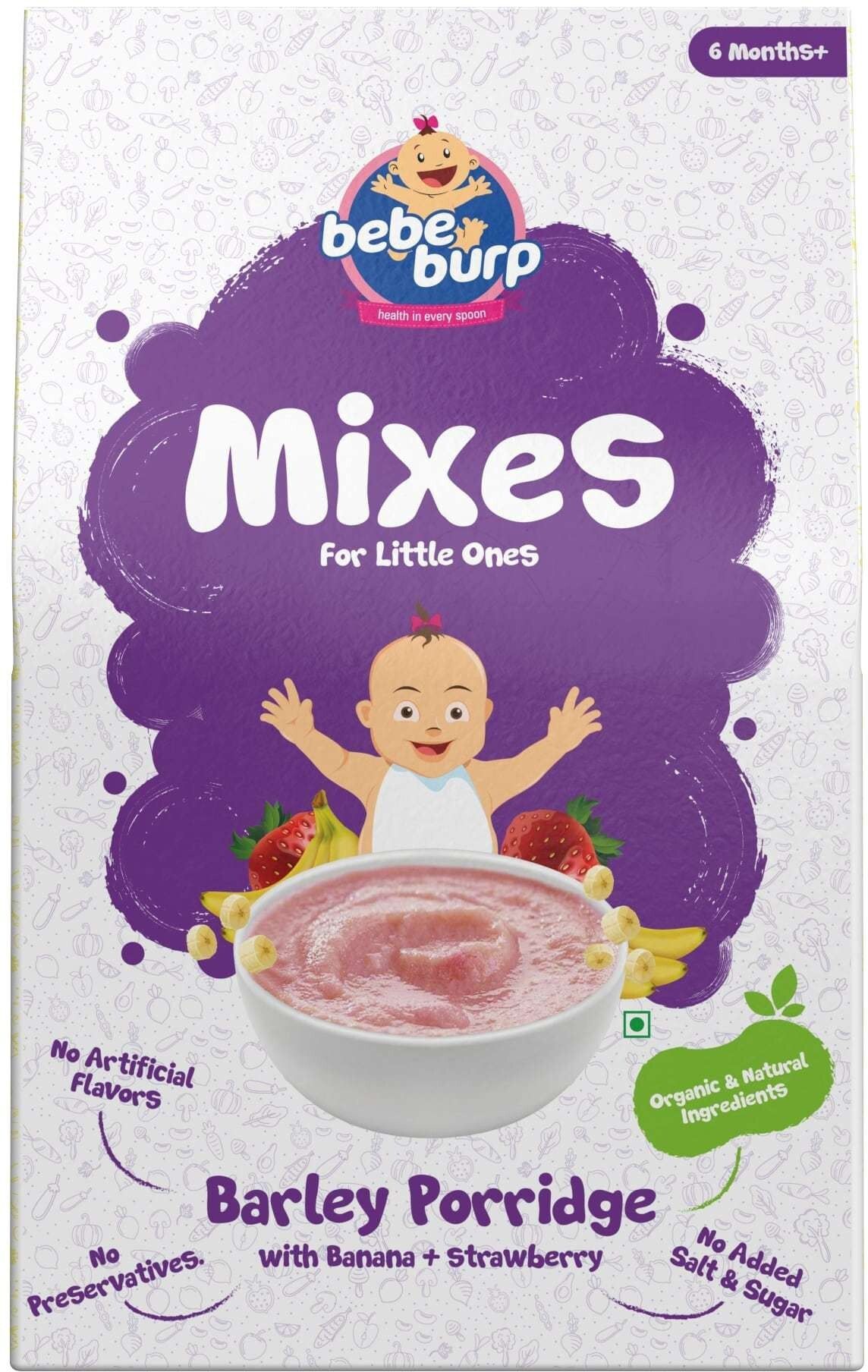 bebe burp Barley Porridge with Banana & Strawberry - Baby Cereal Mixes - 200 gm Baby Snacks 200 g-picture-7