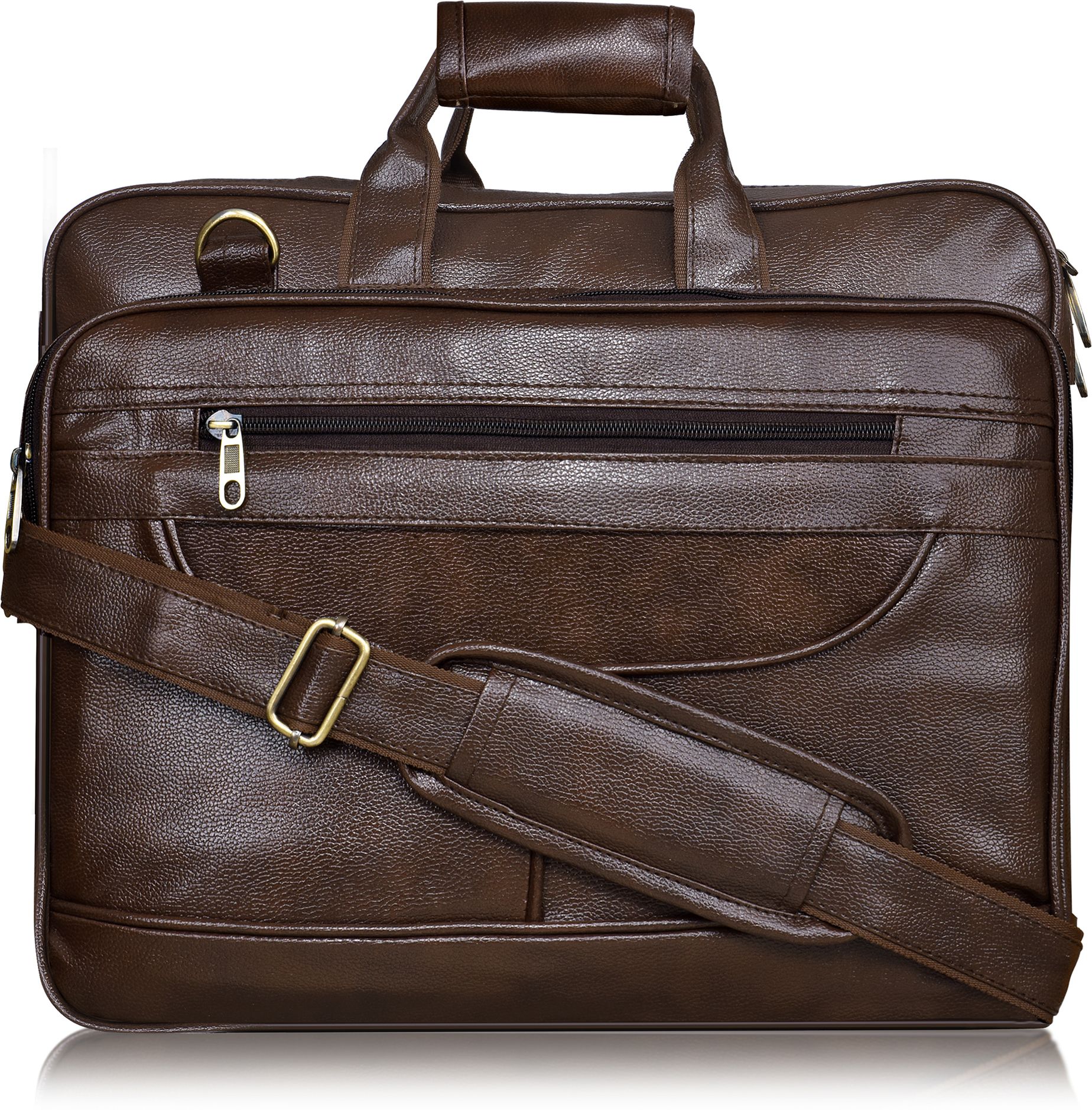 Chocolate Color Faux Leather 28L Big Size Office Laptop Bag For Men BG08 Waterproof Messenger Bag-image-0