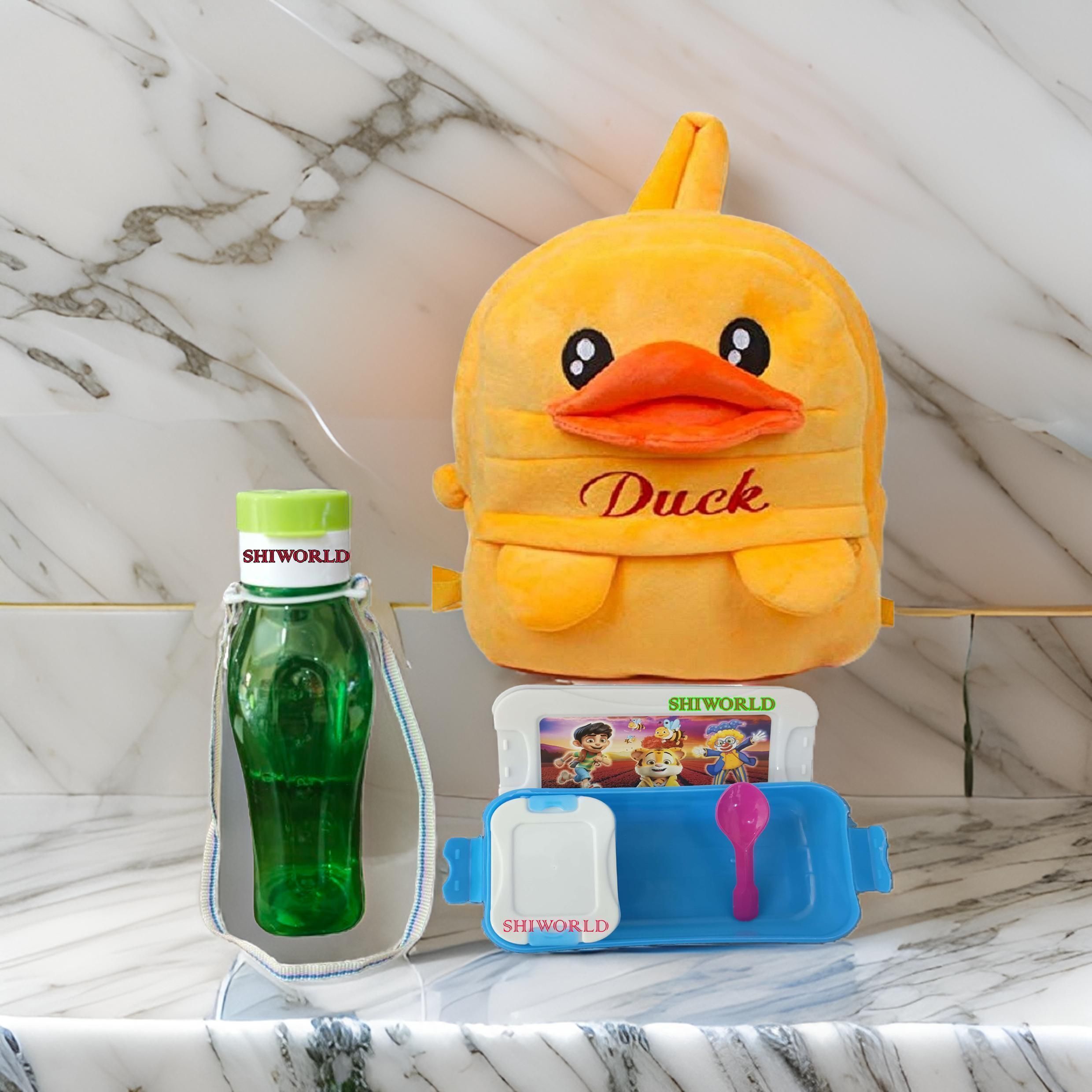Duck Kids School Bag WIth Free Water Bottle Lunch Box Design 17-342 Backpack-image-17