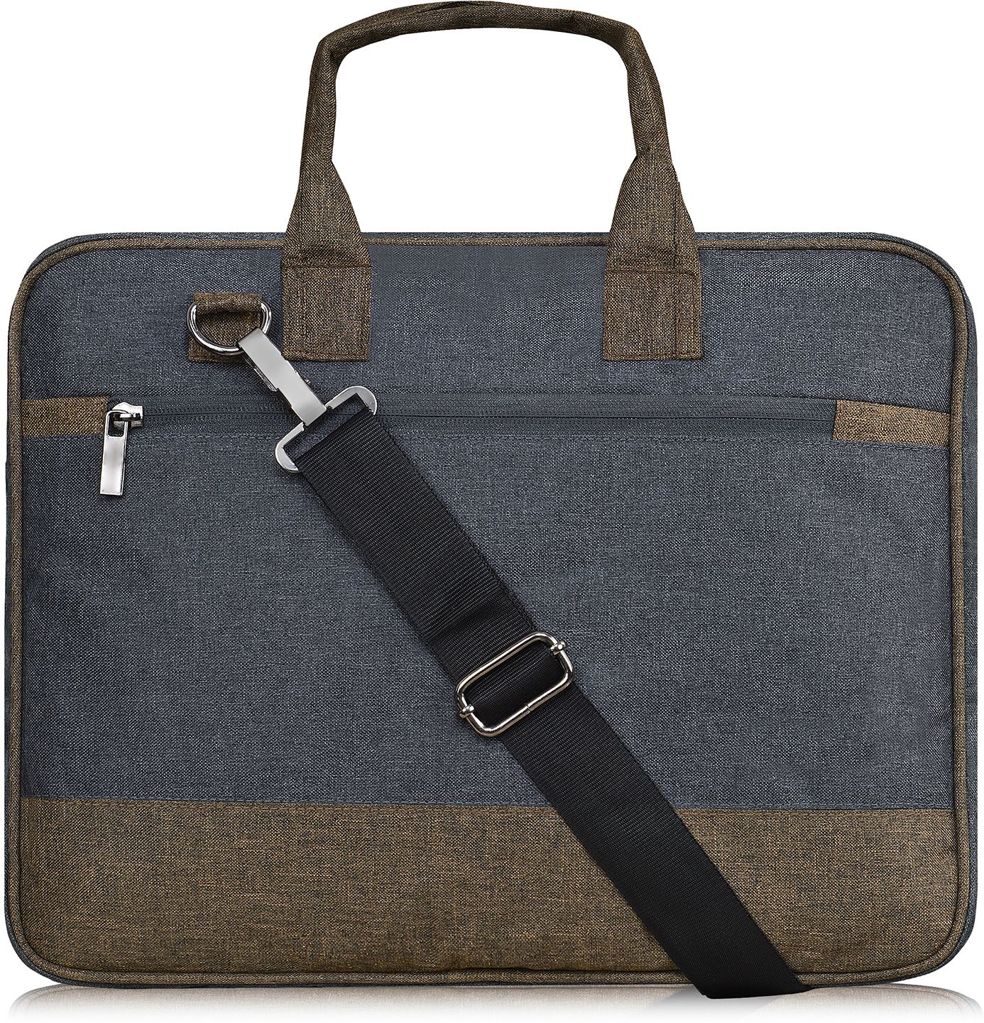 Grey & Khaki Color Faux Leather 10L Office Laptop Bag For Men & Women BG35 Waterproof Messenger Bag-image-36