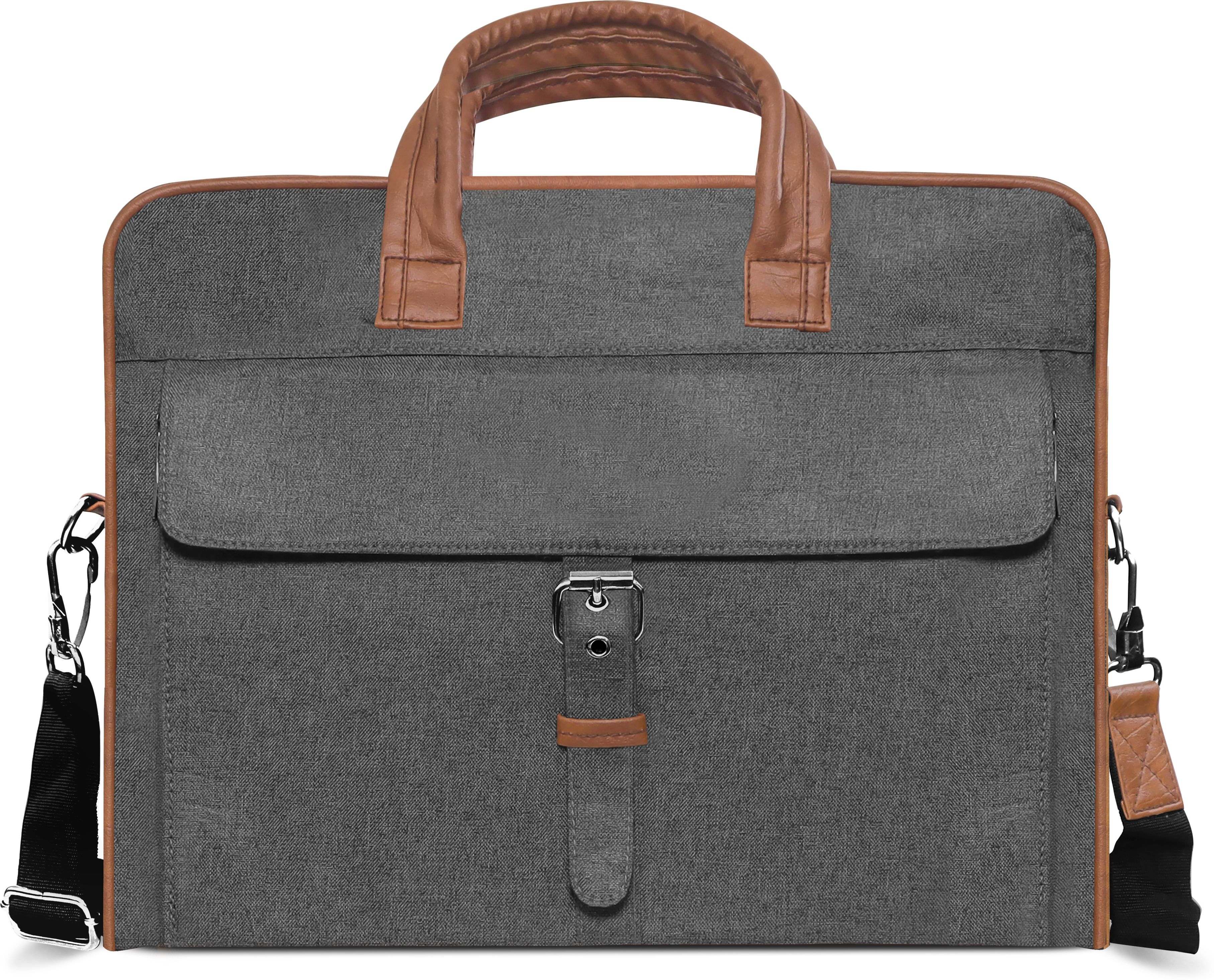 Grey Color Linen 10L Office Laptop Bag For Men BG58 Waterproof Messenger Bag-image-19