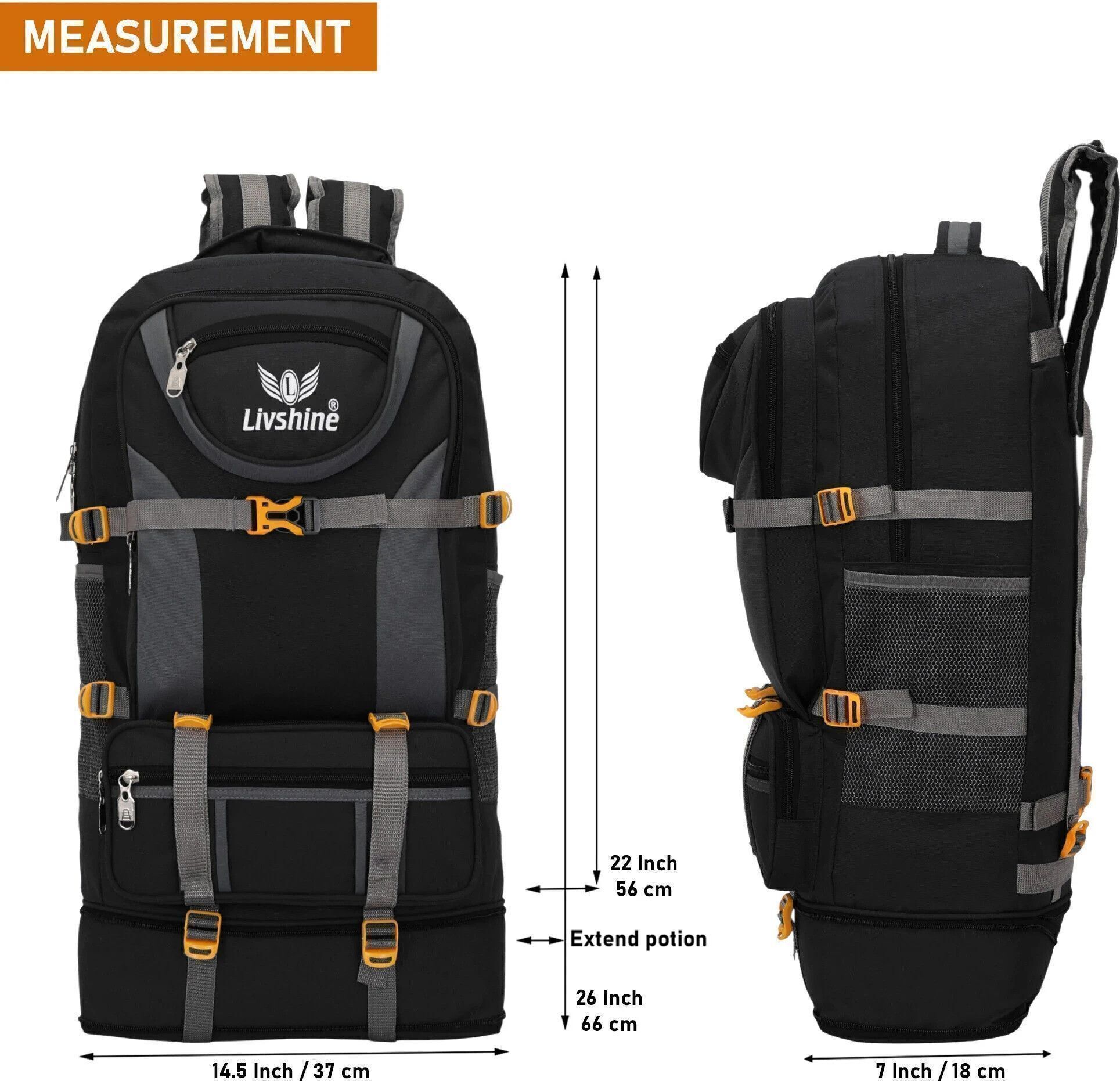 Rucksack For Hiking Trekking And Travel - Unisex Rucksack - 60 L (Blue) Rucksack - 60 L-image-35