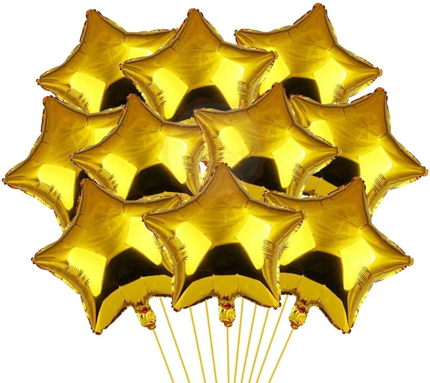 Solid Golden Star Foil Balloons - 5 Pcs For Birthday Decoration Baby Shower Balloon-image-1