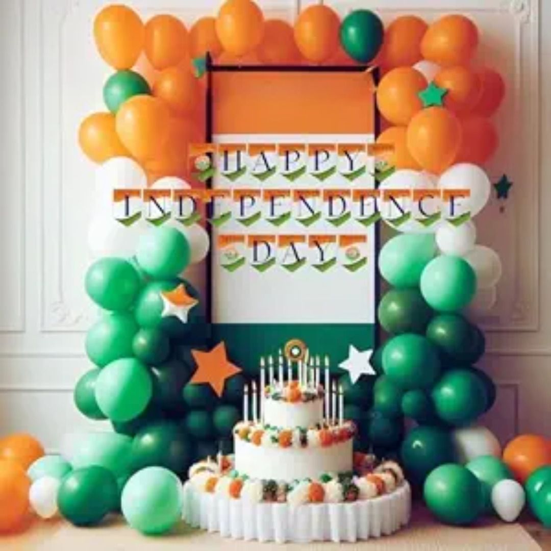 party box Green Orange white Happy Independence Day Balloon-picture-1