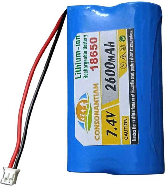 7.4 Volt Pack 2600 mAH Lithium Ion Rechargeable 18650 2Pin Jack Battery