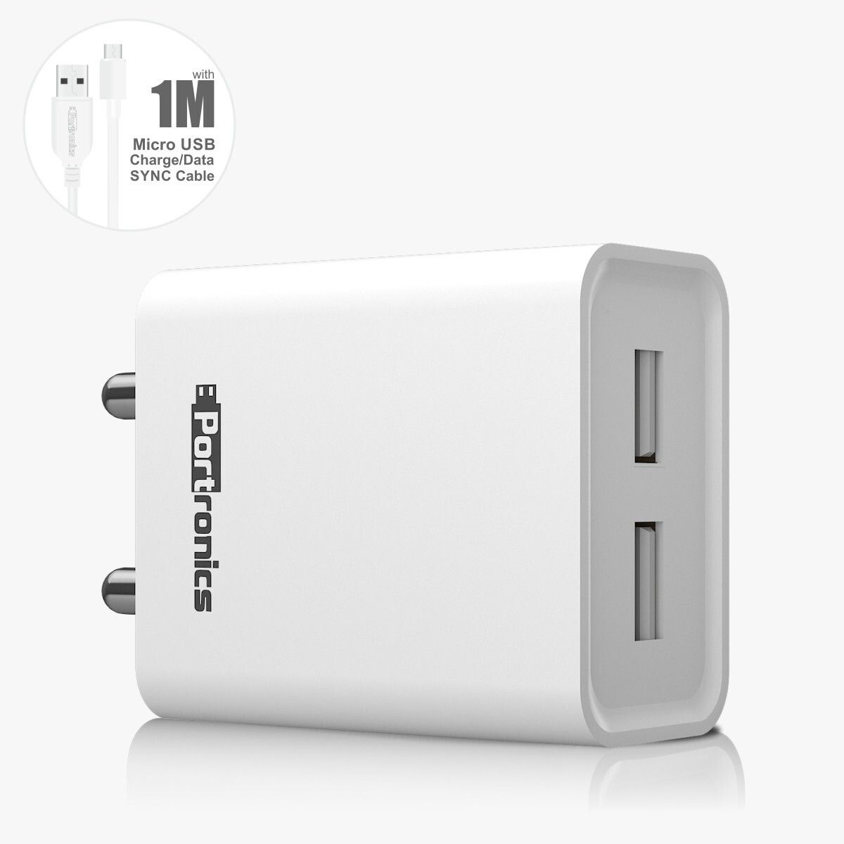 Portronics 12 W Qualcomm 3.0 2.4 A Wall Charger for Mobile with Detachable Cable