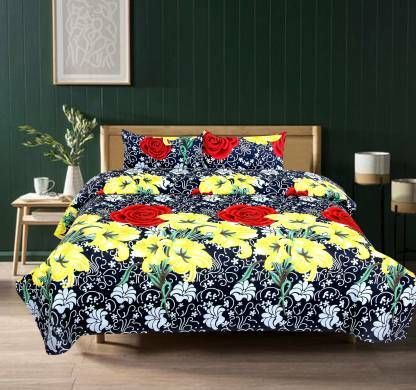 makhija 1 TC Polycotton Double Floral Flat Bedsheet-picture-32