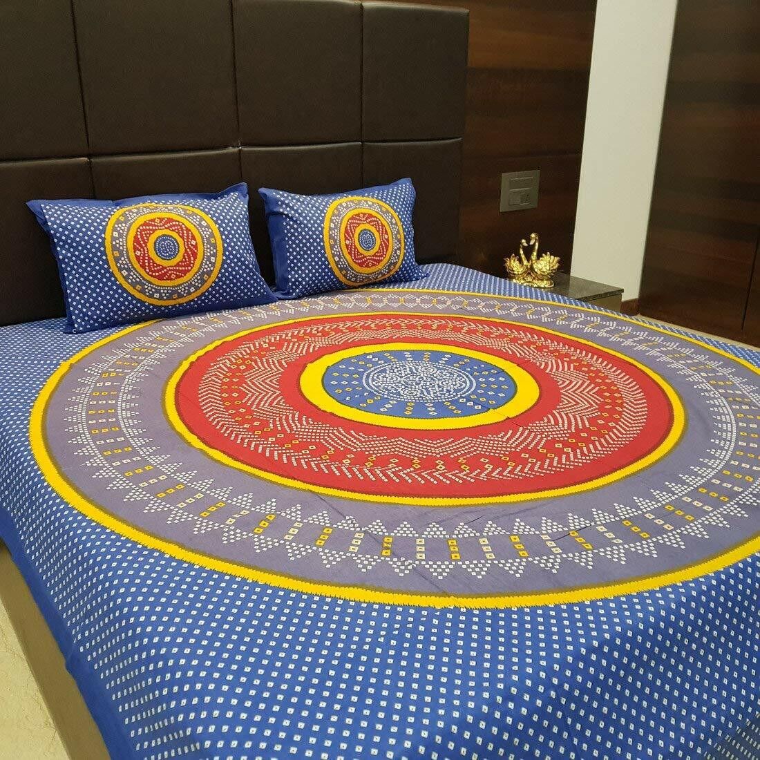 s r enterprises Cotton Queen Flat 141 TC Jaipuri Prints Bedsheet-picture-48
