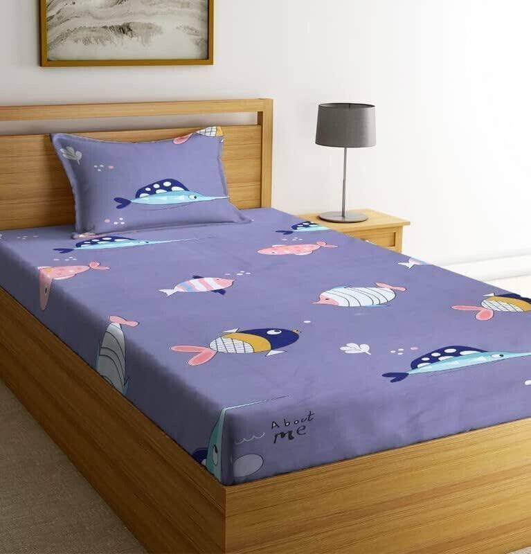 riyetli Cotton Single Flat 220 TC 3D Printed 1 Bedsheet with 2 Pillow Covers-picture-39