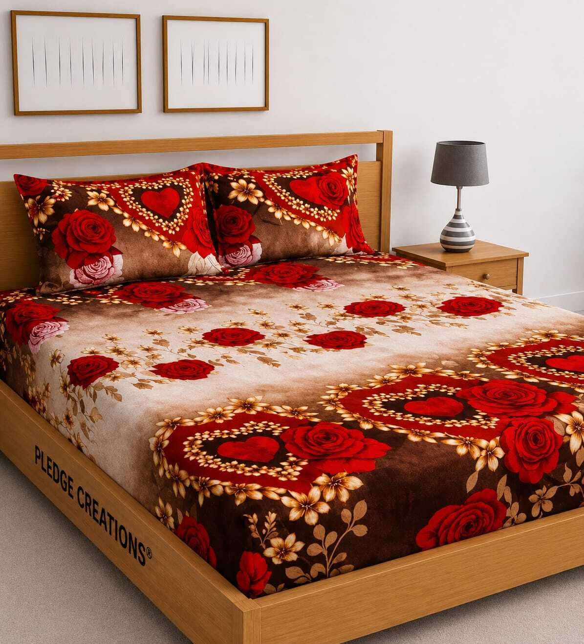 Microfiber Double Flat 140 TC Floral 1 Bedsheet with 2 Pillow Covers-image-42