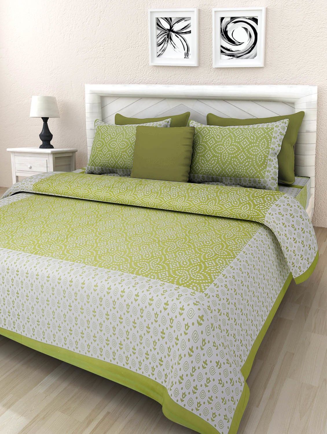 Cotton Queen Flat 150 TC Printed 1 Bedsheet with 2 Pillow Covers-image-2