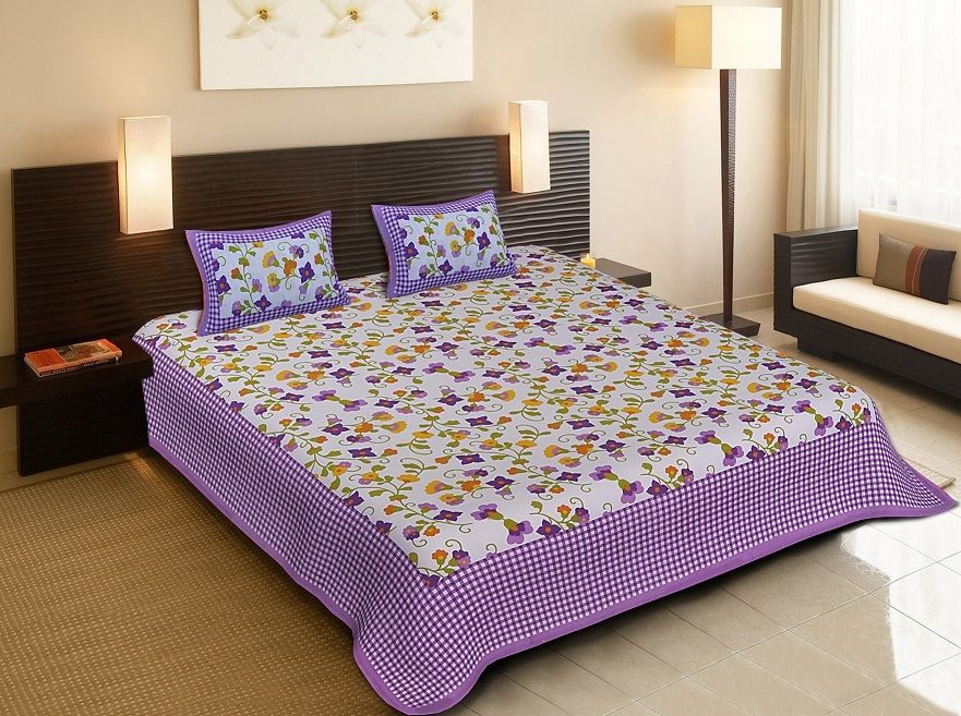 riya fabrics 140 TC Cotton Double Printed Flat Bedsheet-picture-40