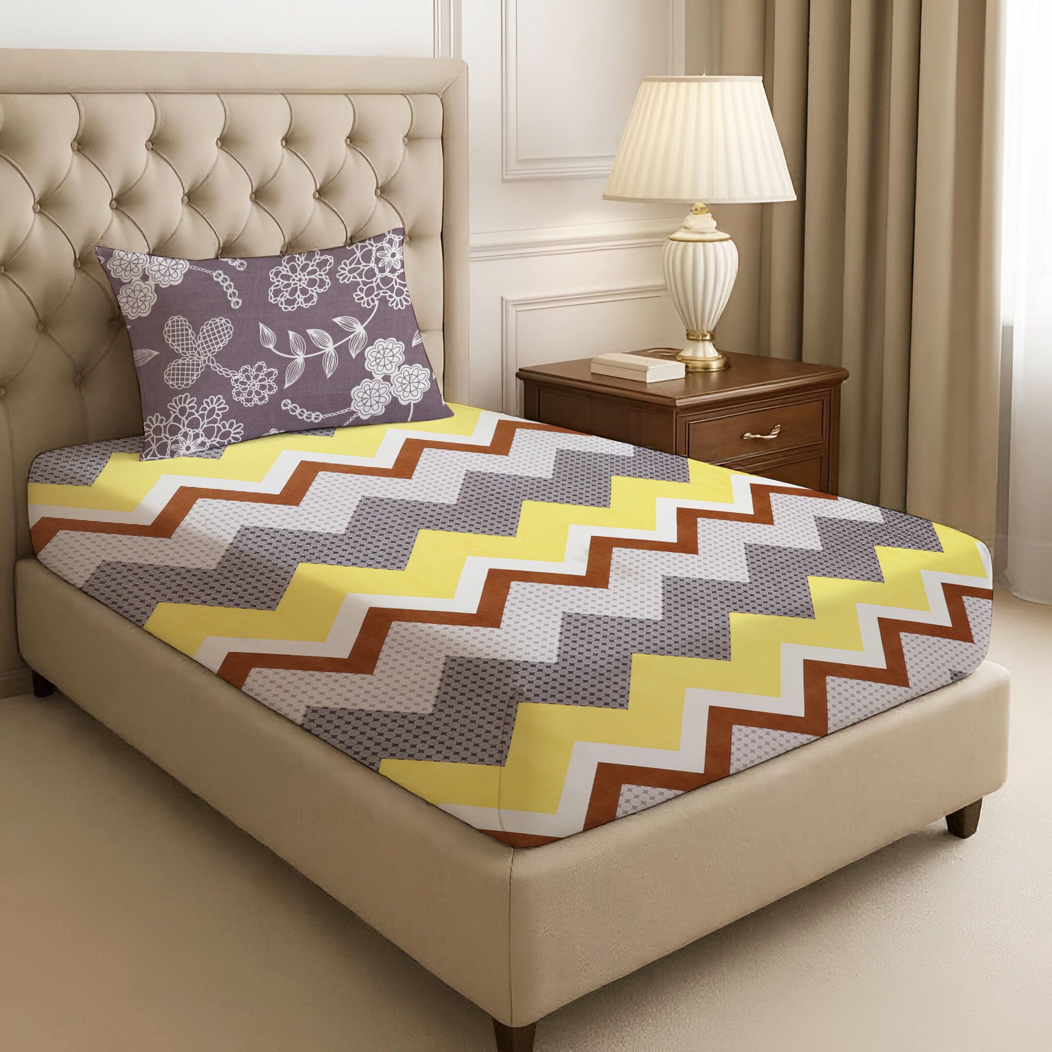 144 TC Cotton Single Jaipuri Prints Flat Bedsheet