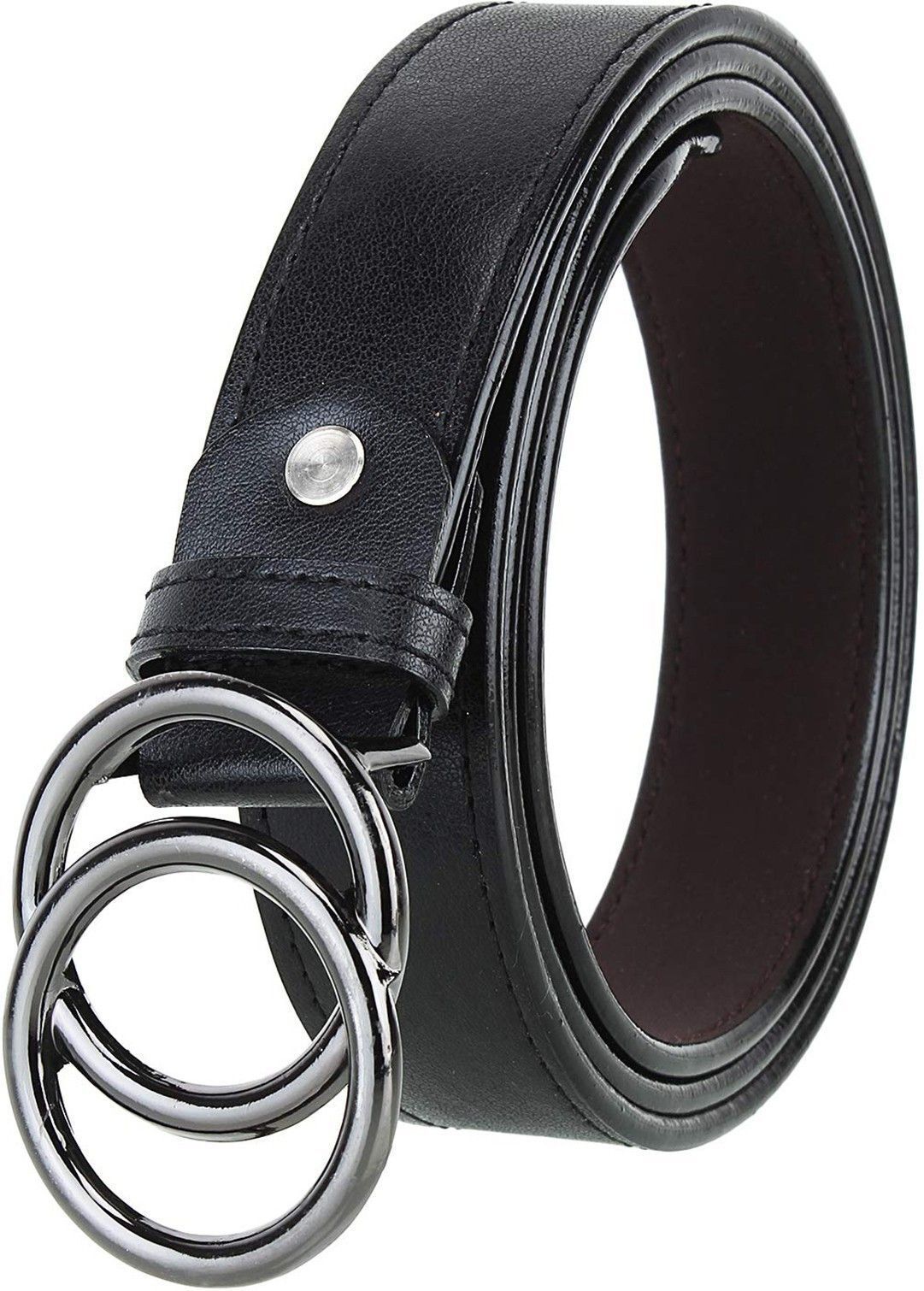 Women Casual Black Synthetic Belt-image-1