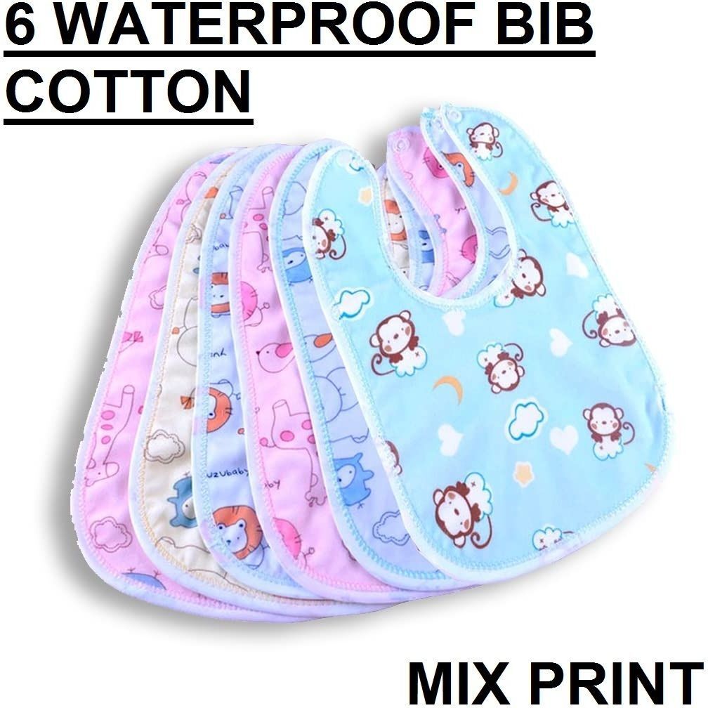 Baby Bibs | Super Soft Waterproof Cotton Apron - Pack of 6 | Free SIM Pin-image-40