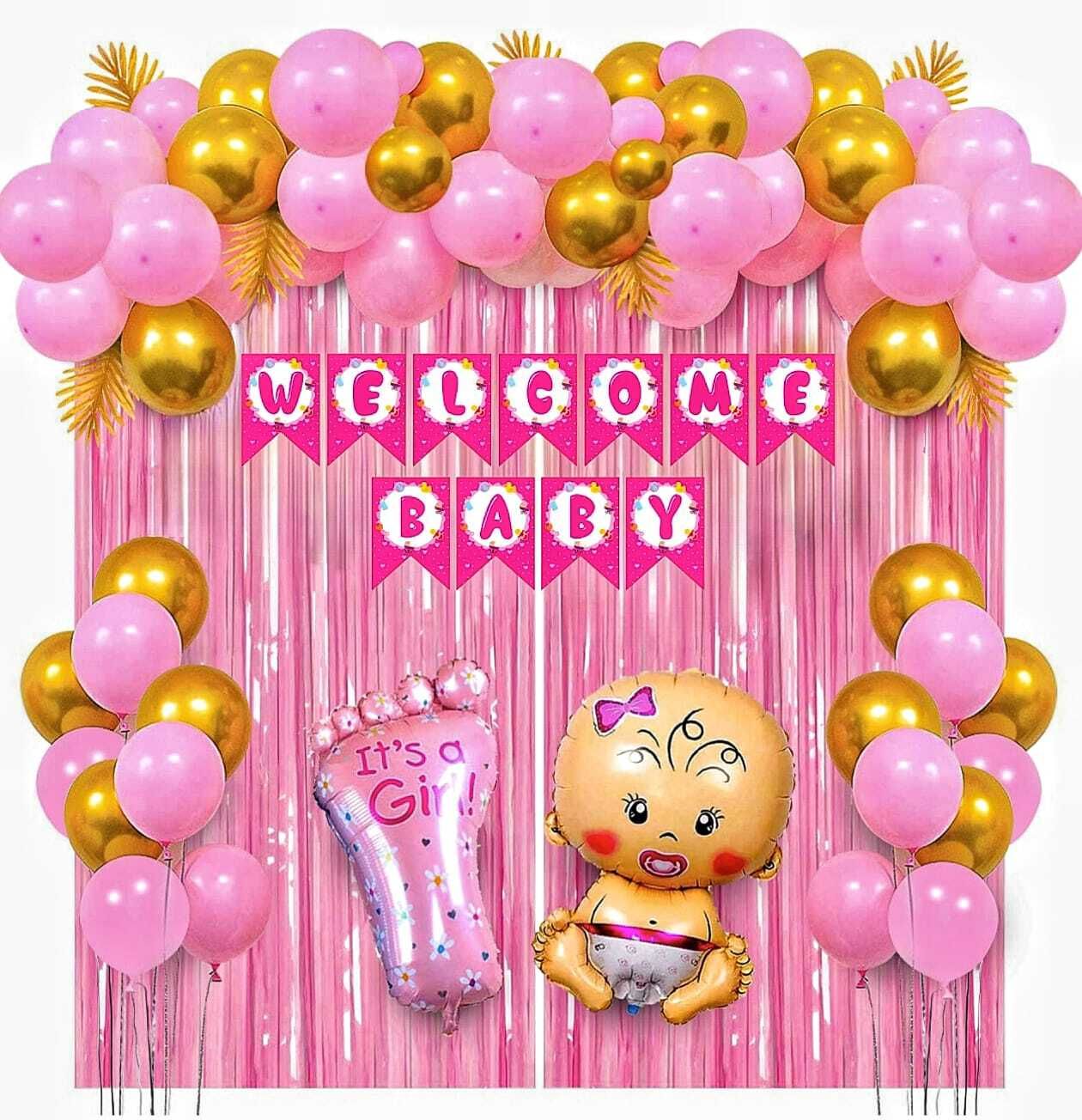 Welcome Baby Girl Decoration- 45Pcs Baby Girl Welcome Home Decoration Kit-image-4