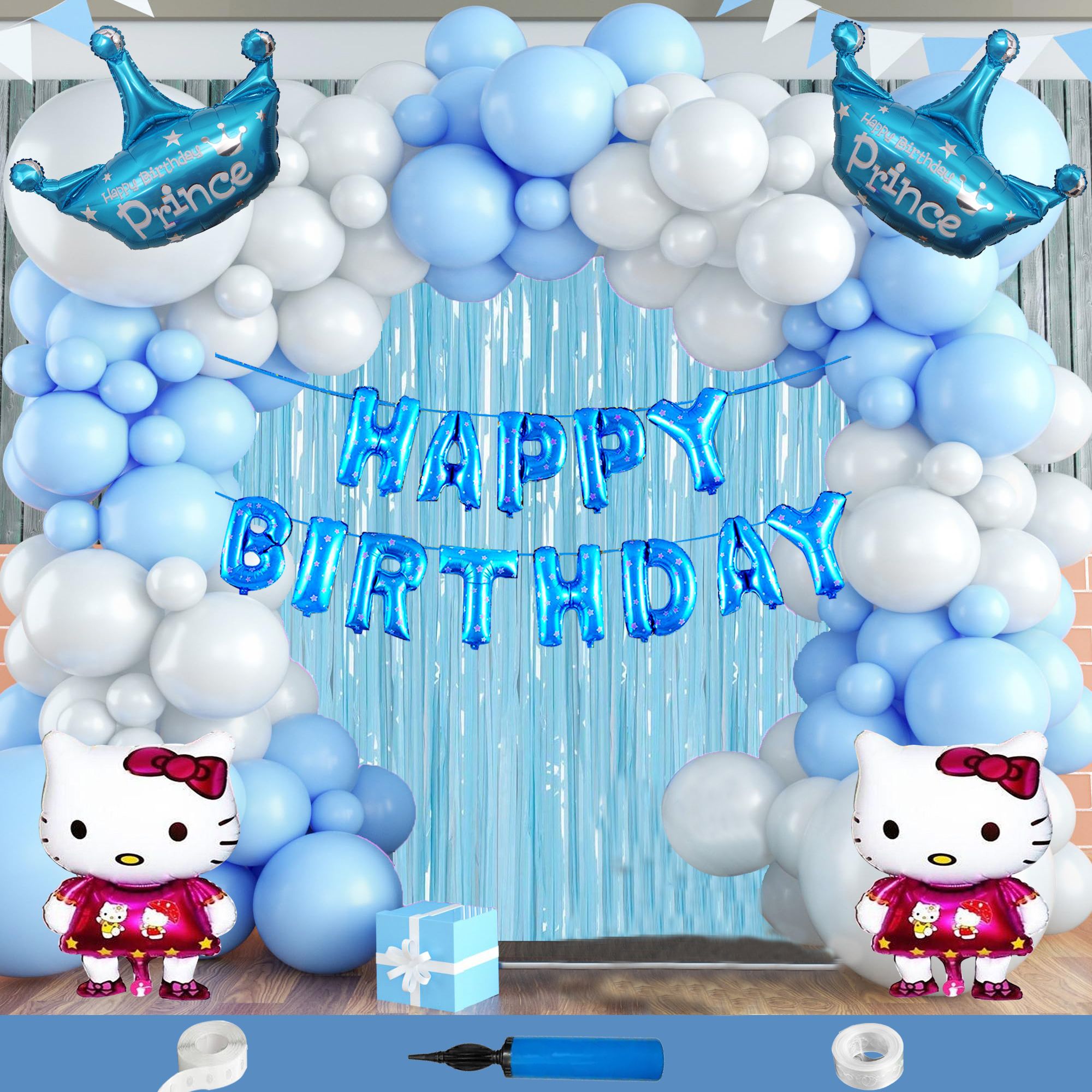 Kitty Prince Crown Theme Birthday Decoration Kit For Boys Party Items-image-9