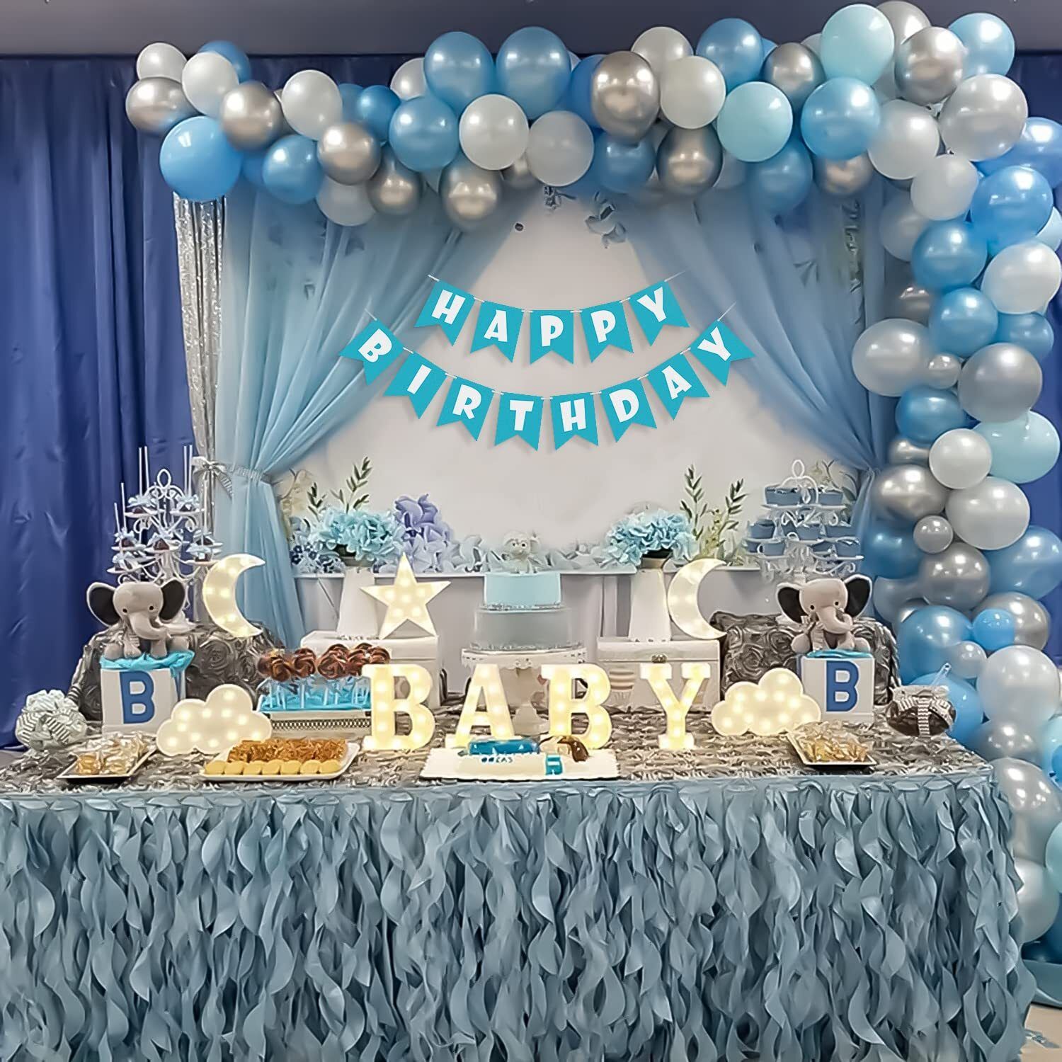 party midlinkerz Blue Theme Birthday Decoration Items for Boys, Men-picture-11