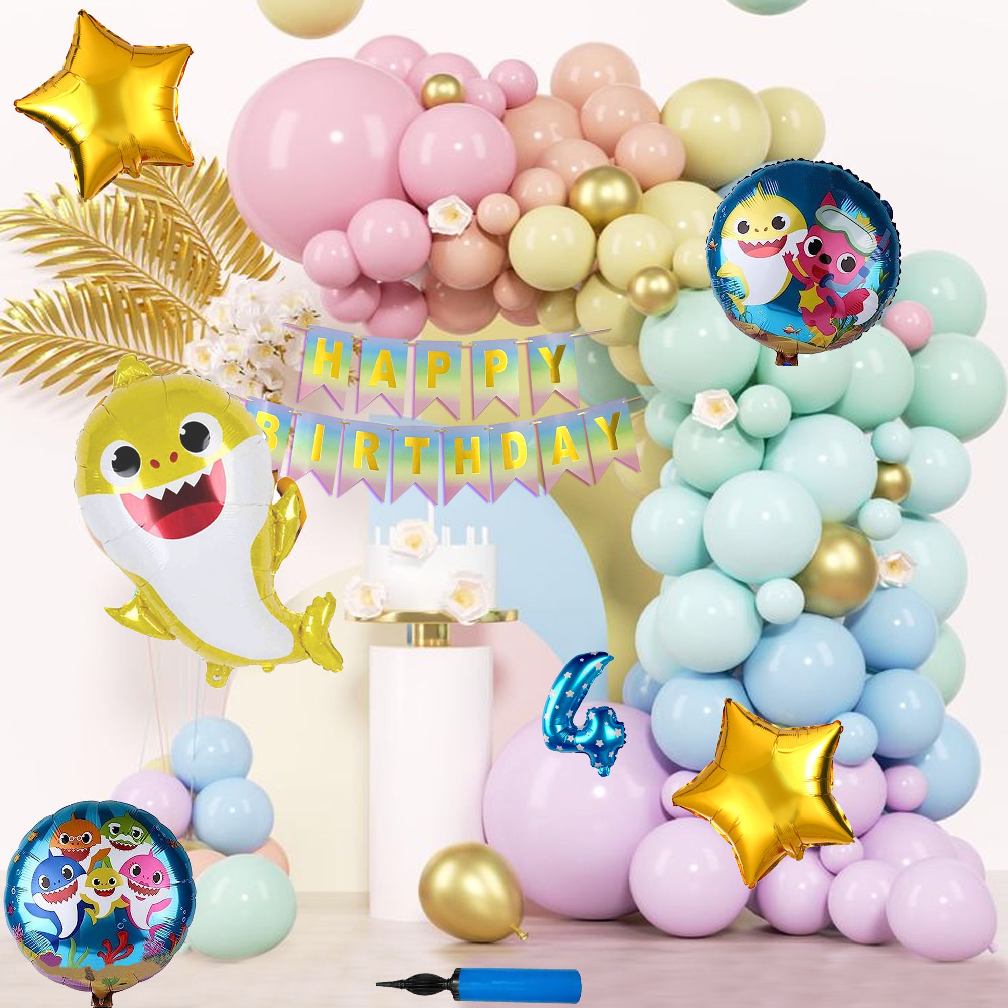 Baby Shark Theme Fourth 4th Birthday Decoration Kit For Boys Party Items Balloon-image-47