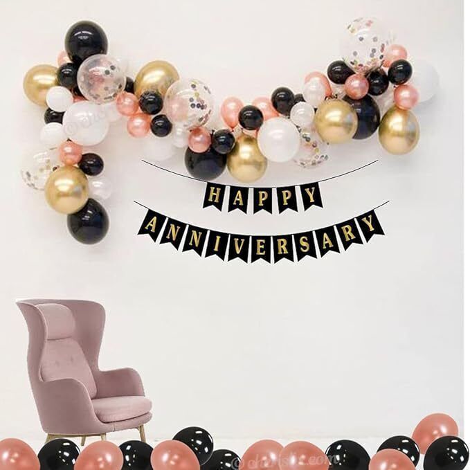 Solid Golden Black Theme Birthday Decoration Items Kit Combo for Husband & Wife Balloon-image-15