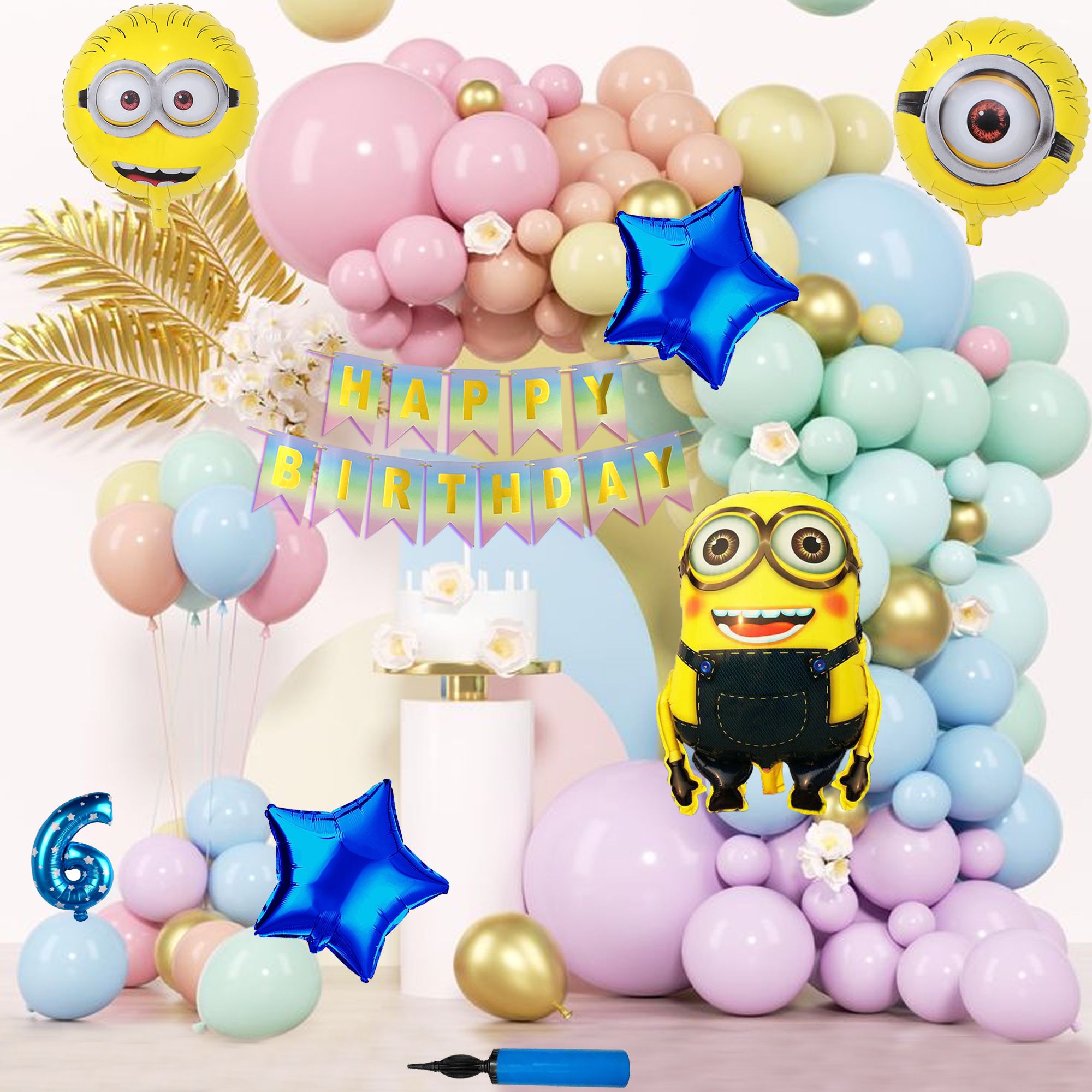 crazykart Minions Theme Sixth 6th Birthday Decoration Kit For Boys Party Items Balloon Set-picture-15