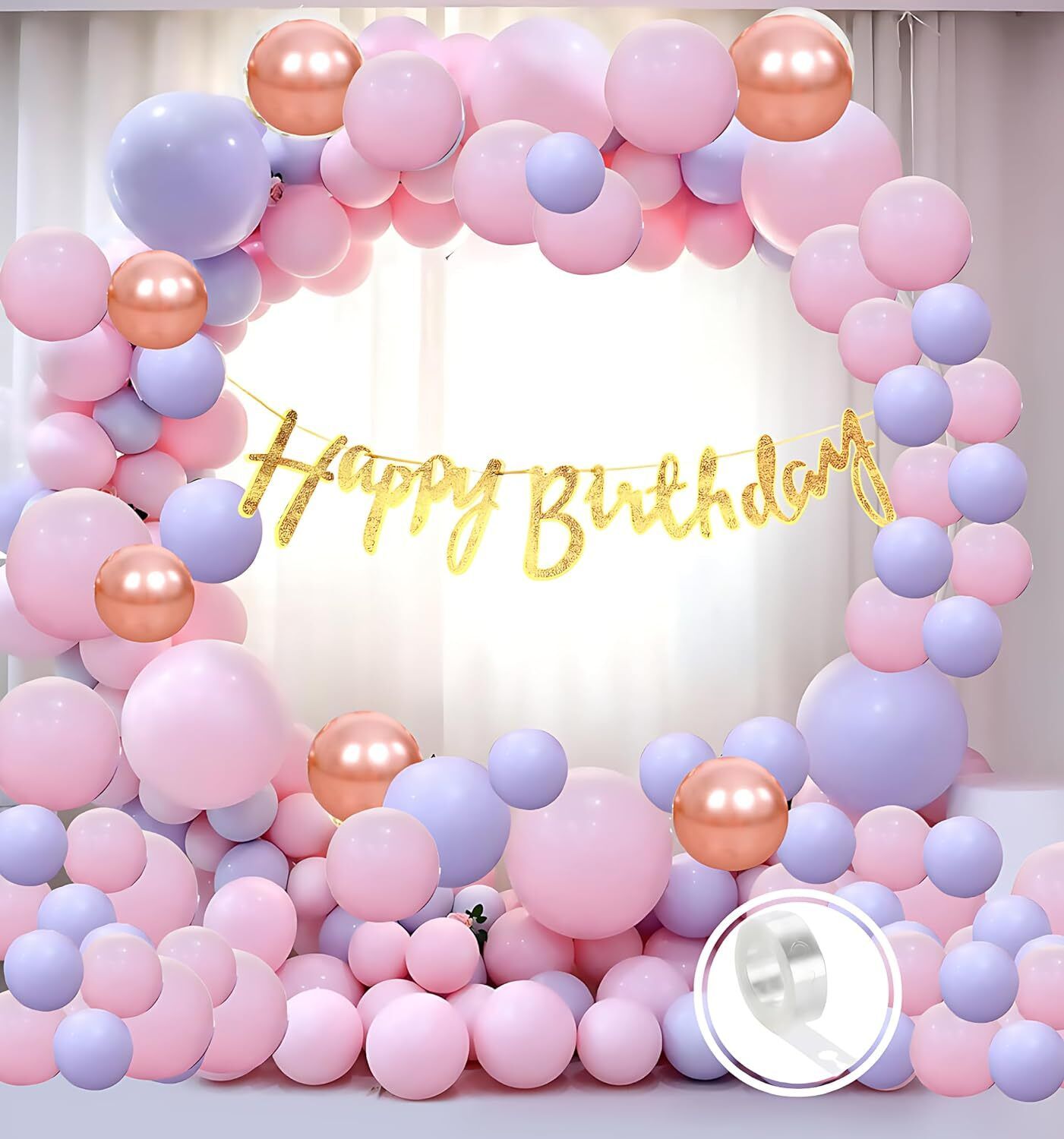 party midlinkerz Solid Pink, Purple Theme Birthday Decoration Items kit combo for Girl & Boys Balloon-picture-26