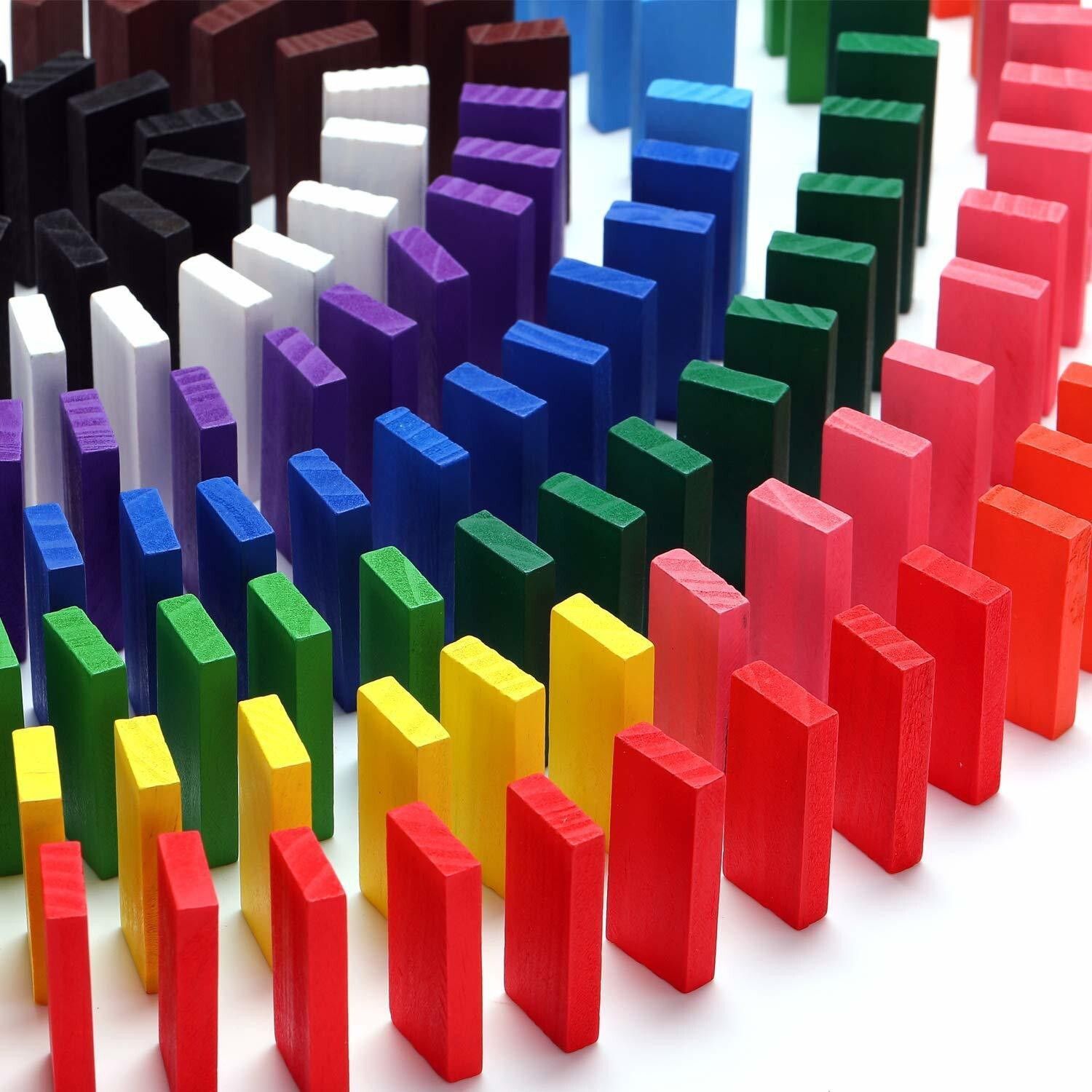 pulsbery Wooden Domino Run Board Building Blocks Educational Toys for Kids ,100 Piece-picture-9