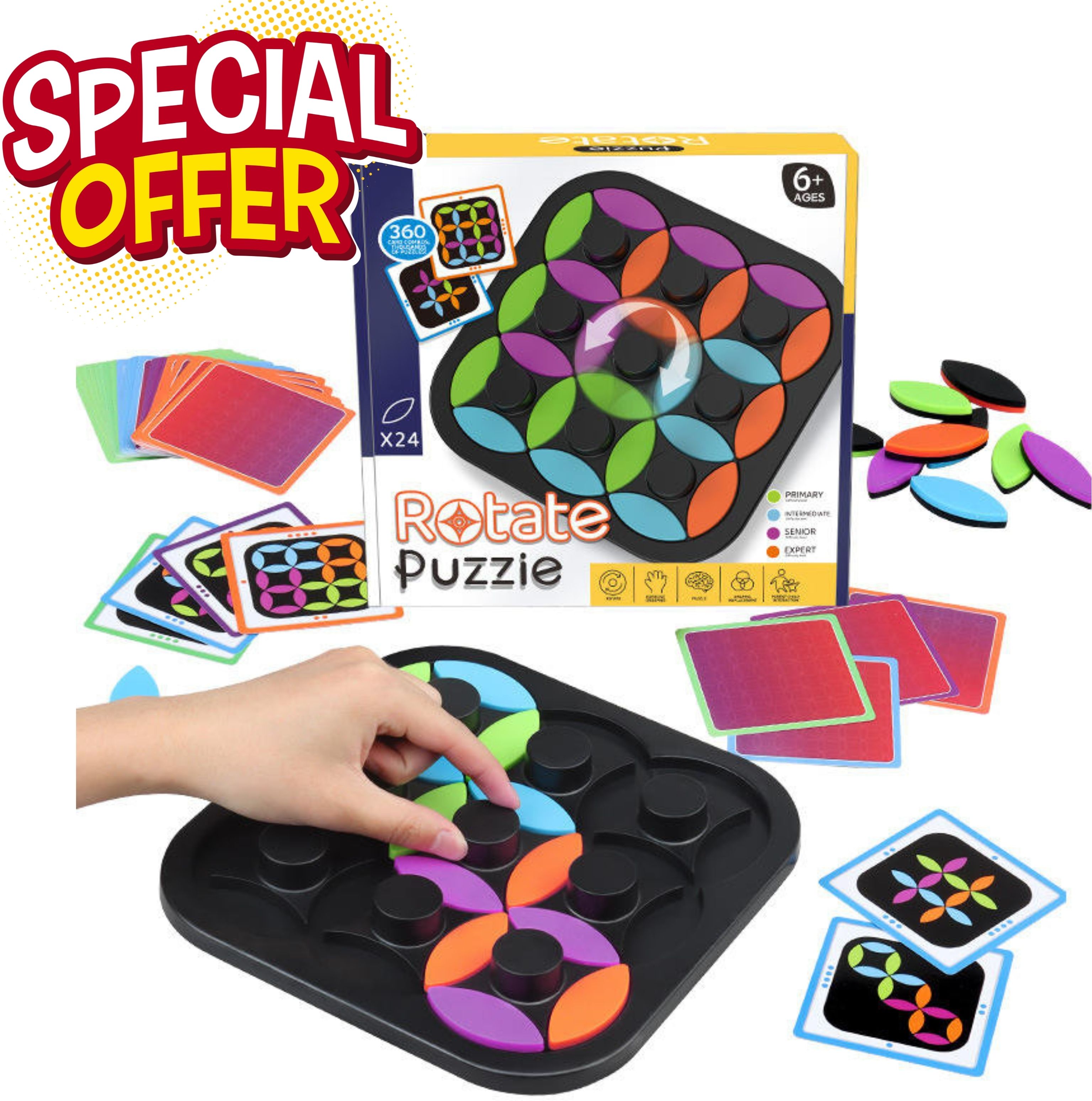 glenston Rotating Puzzle Learning Board Brain Development Educational Toy for Kids Strategy & War Board Game-picture-39