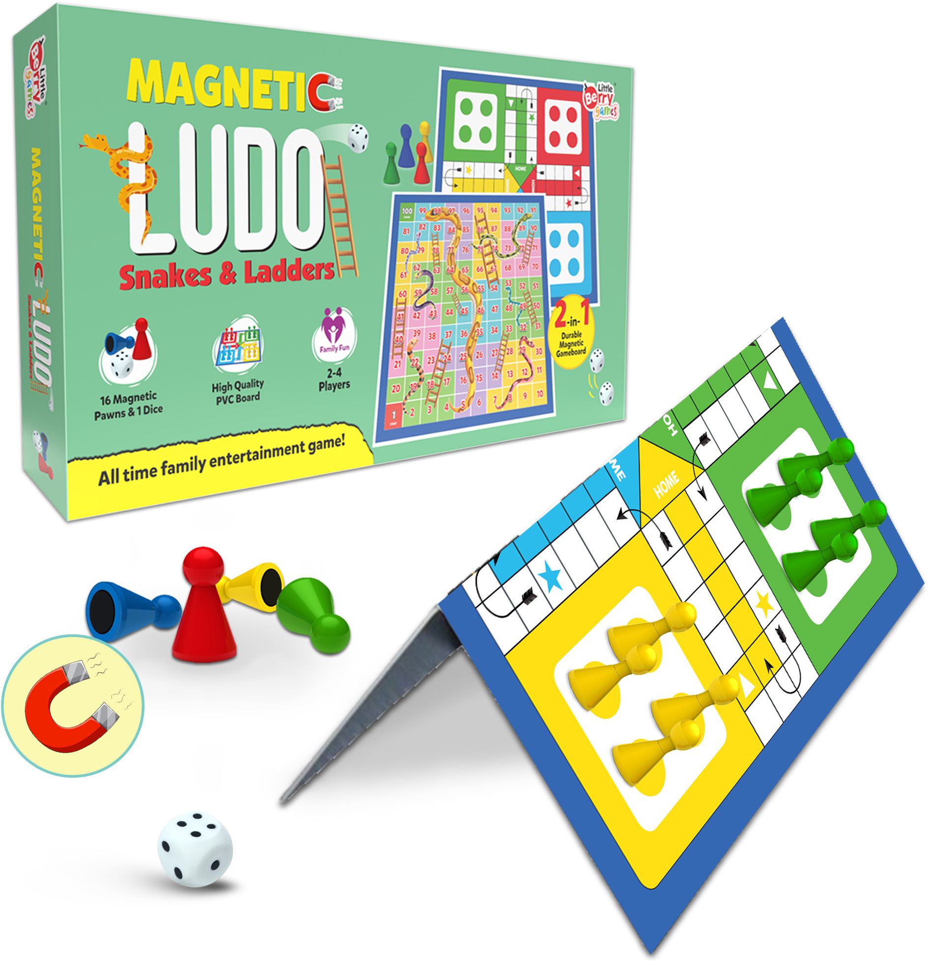 little berry Magnetic Travel Ludo Set with Folding Ludo Board for Kids & Adults, Board Game Party & Fun Board Game-picture-26