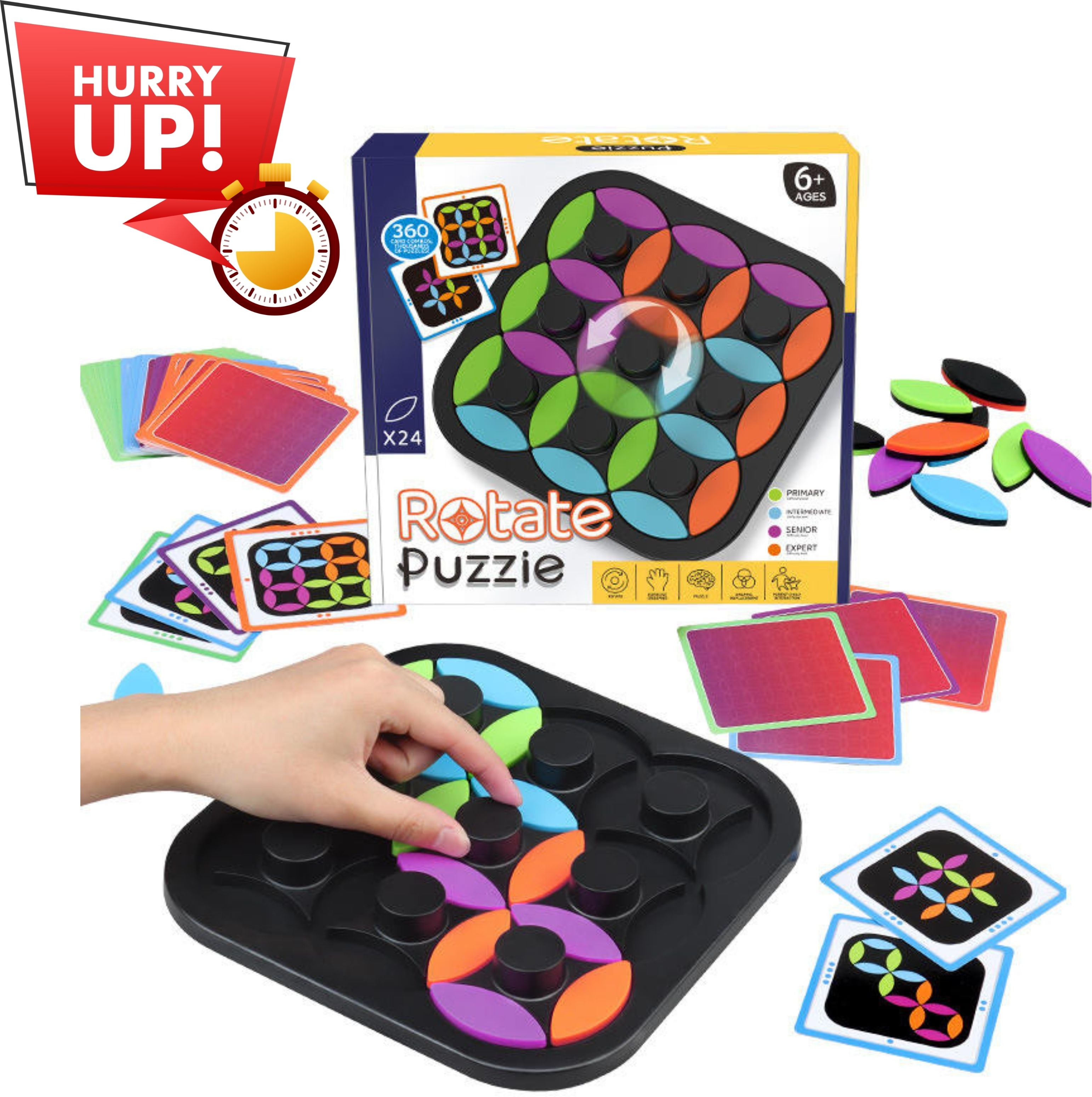 glenston Logic Rotating Puzzle Board STEM Educational Brain Training Toy for Kids Age 6+ Strategy & War Board Game-picture-35