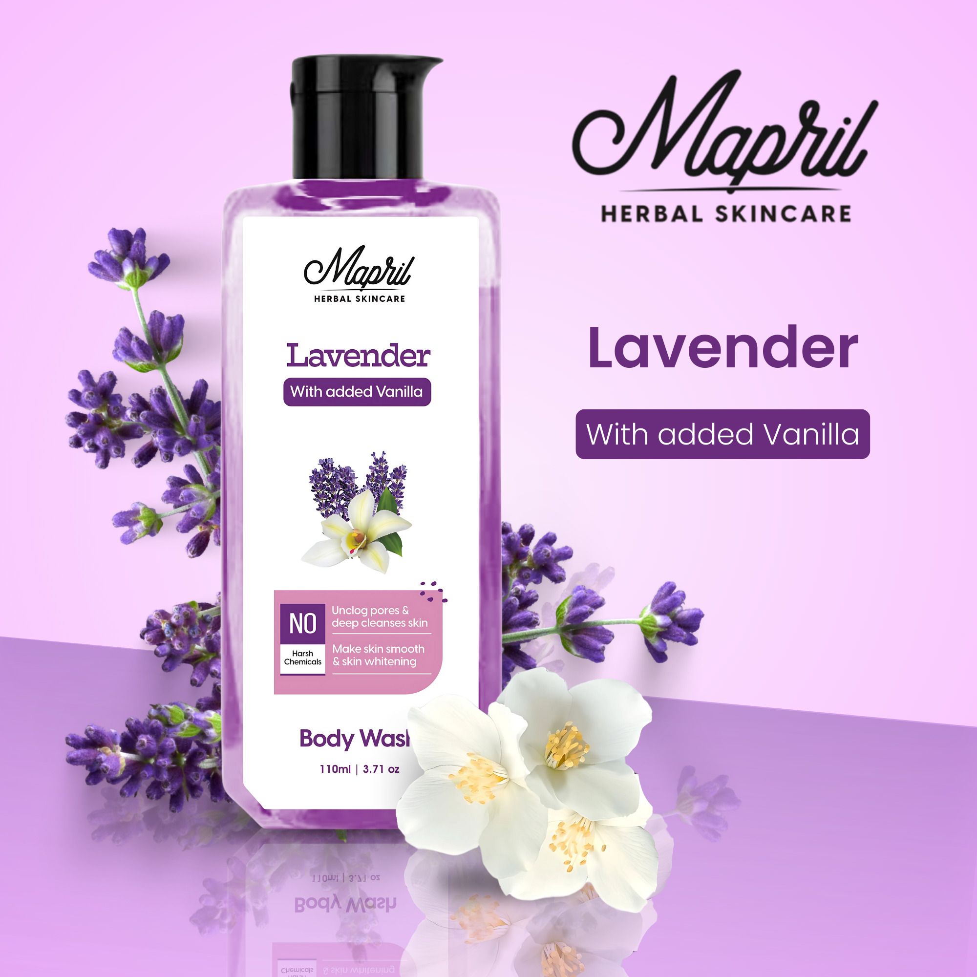 Lavender Vanilla Body Wash for Glowing Skin, Deep Cleansing & Whitening-image-9