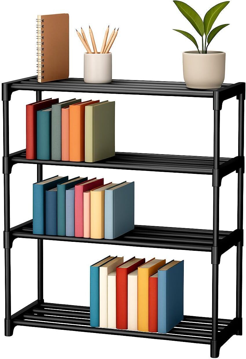 4 layer bookshelf for home office bookcase Plastic Plastic Open Book Shelf-image-23