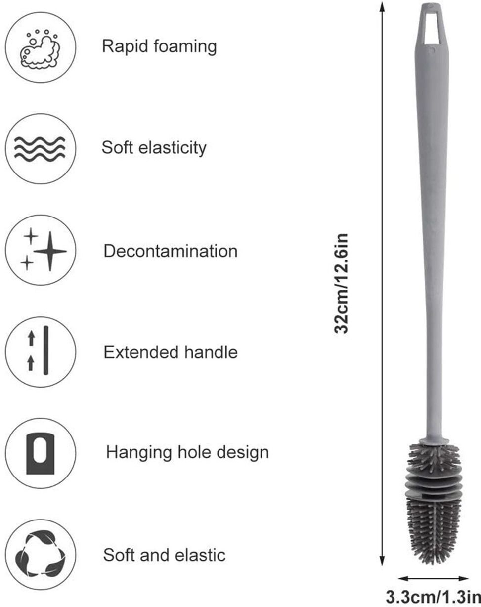 Bottle Mug Brush,Glassware Cleaning,Long Handle Silicone Brush Cleaner15-image-46