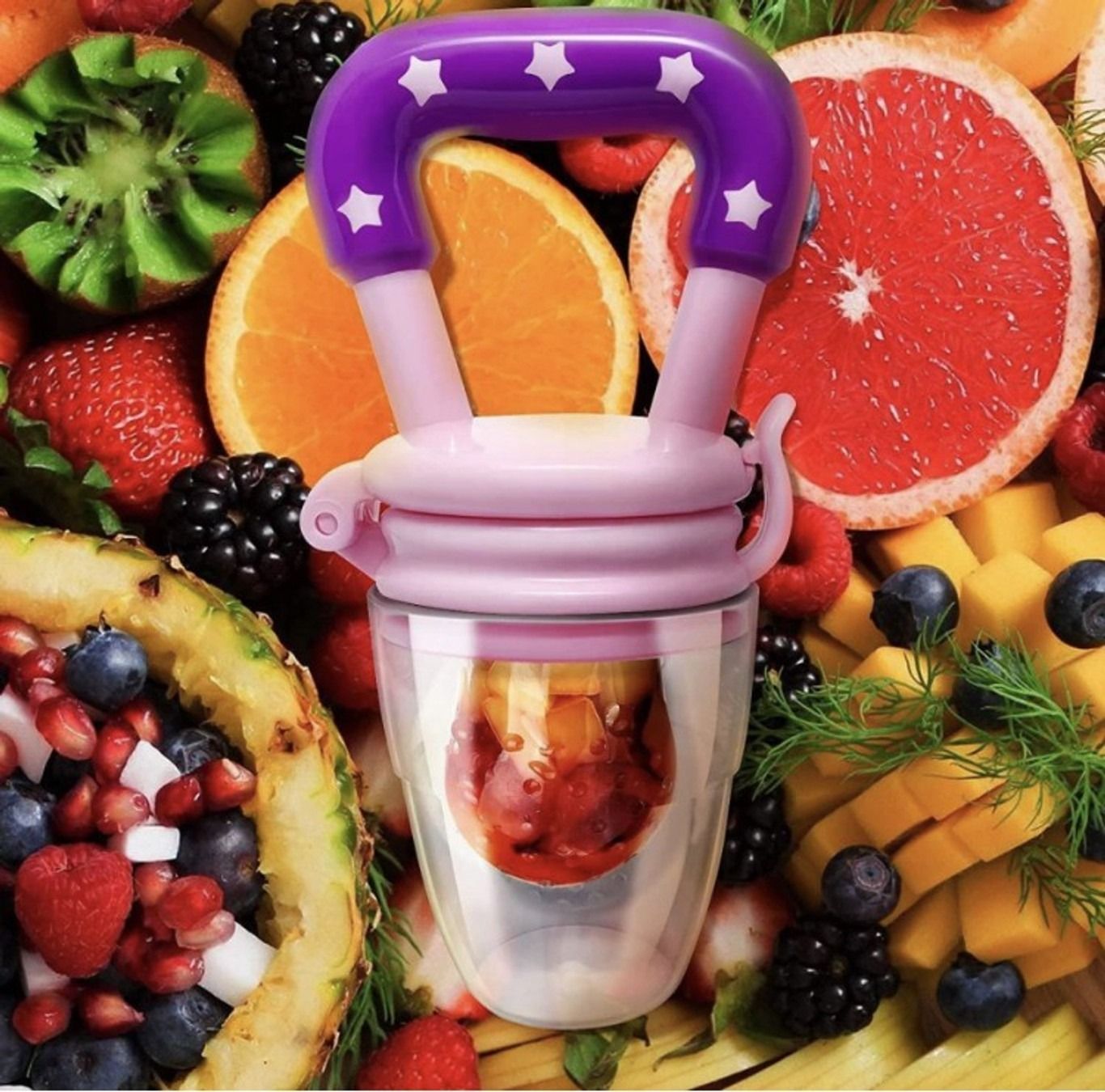 Baby fruit Feeder/ Silicone Food Nibbler/ Baby Soother Teether and Feeder Medium Flow Nipple-image-19