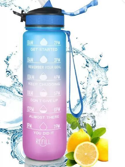 aaru enterprise 1 Litre Drinking Water Bottle with Motivational Time Marker & Straw Gym Sipper 1000 ml-picture-35