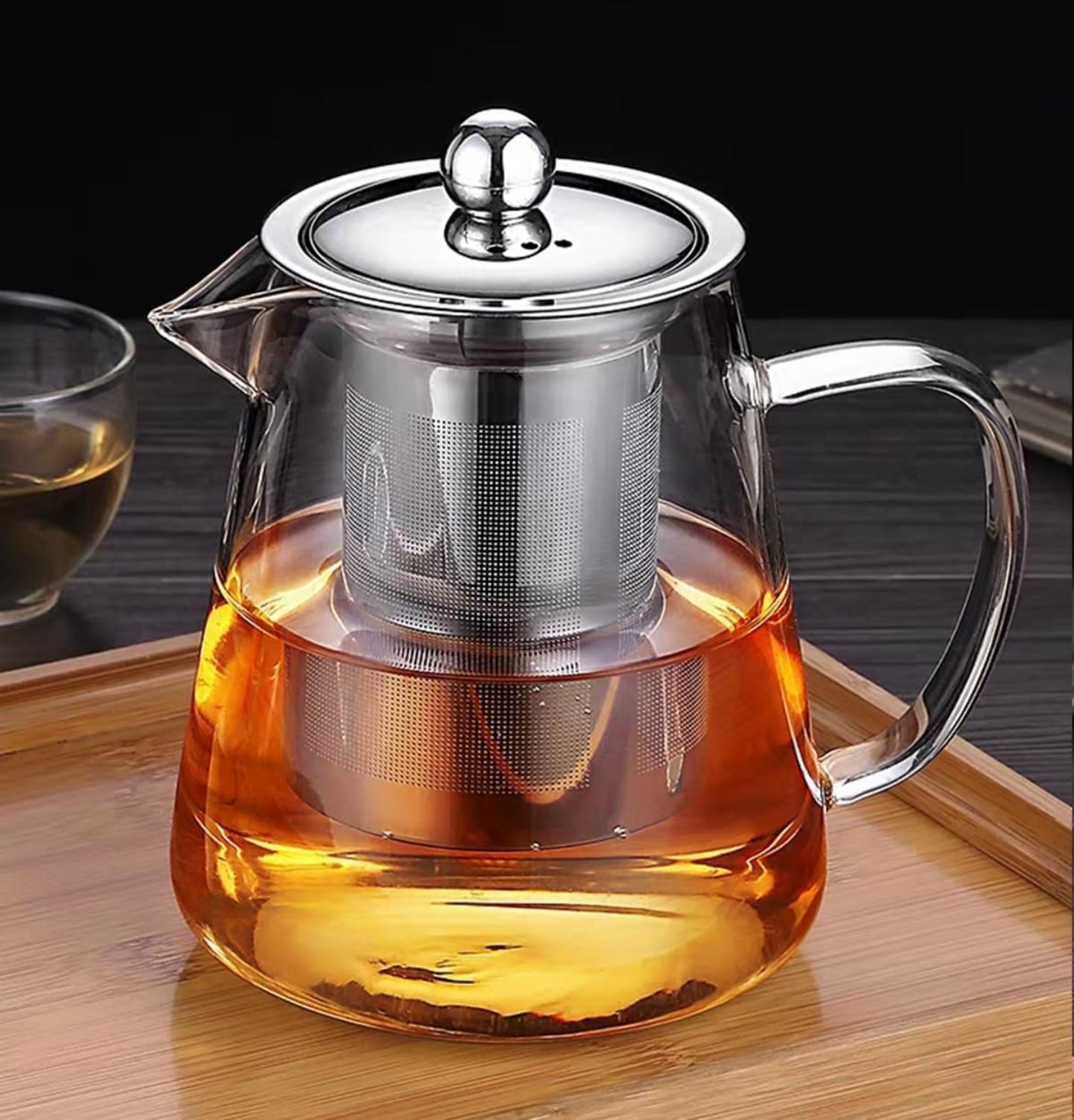 Glass Teapot with Stainless Steel Infuser & Lid | Heat-Resistant Kettle Tea Urn