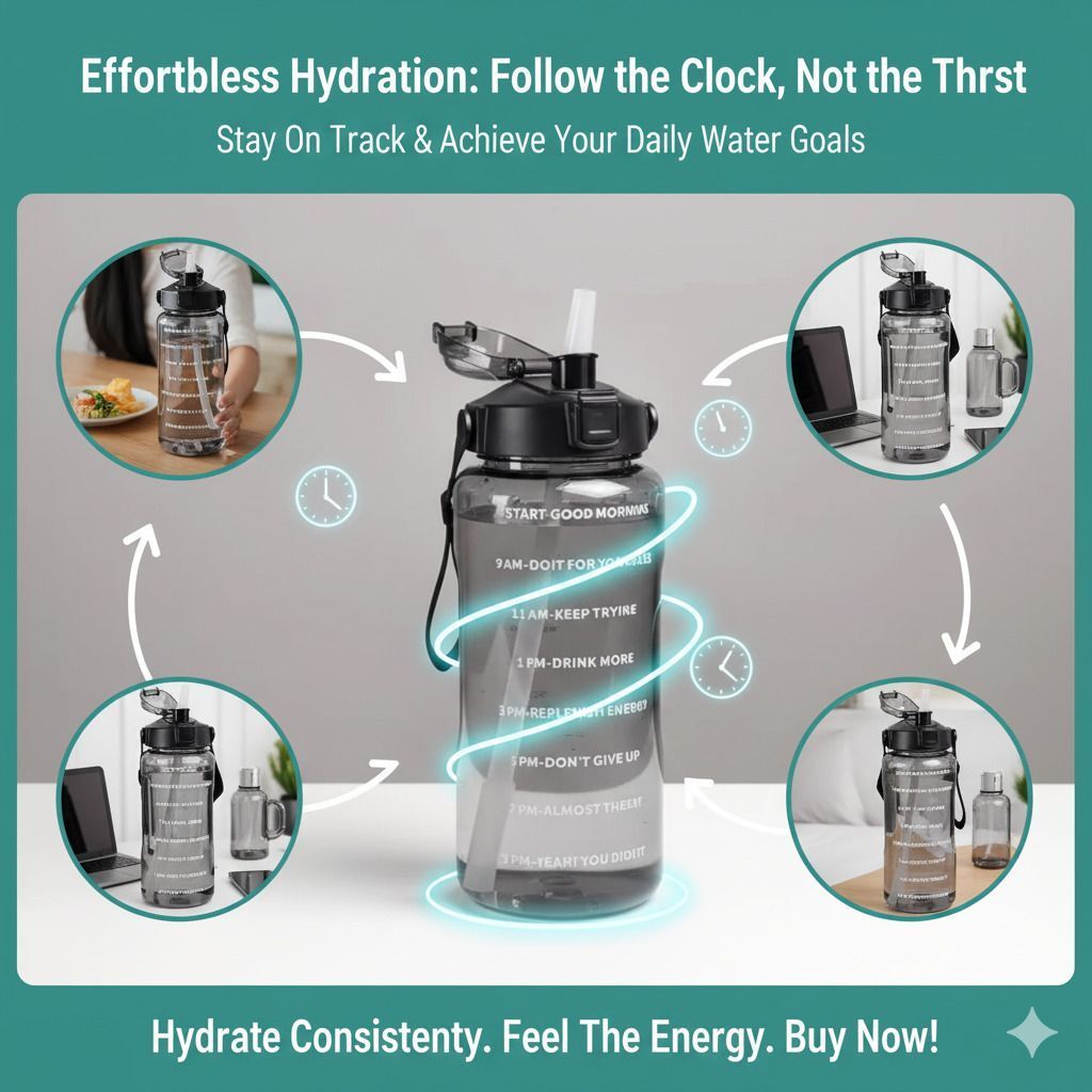 HydroMax Inspire 2L Leakproof Motivational Sipper with Time Marker 2000 ml PET Bottle-image-5