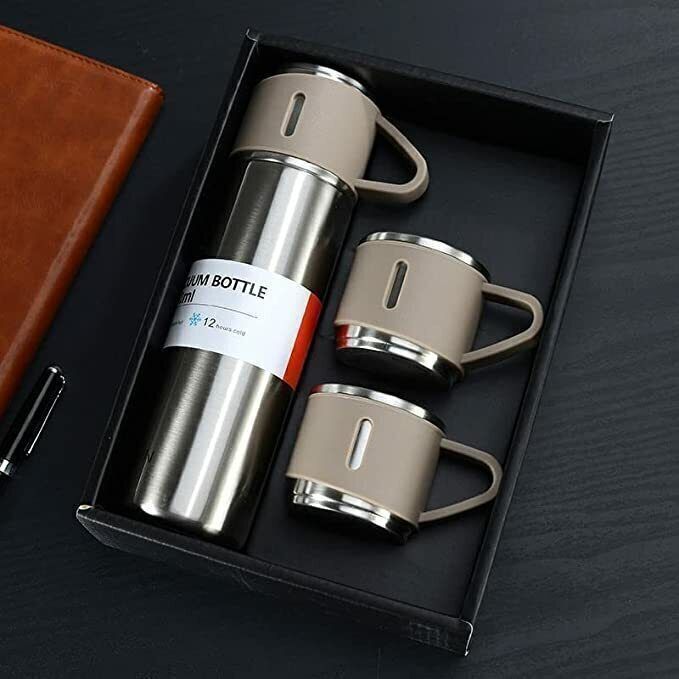 Vacuum Flask set 3Cup set for Hot &Cold Drink BPA Free(Giftset Multicolor) 500 ml Flask-image-39