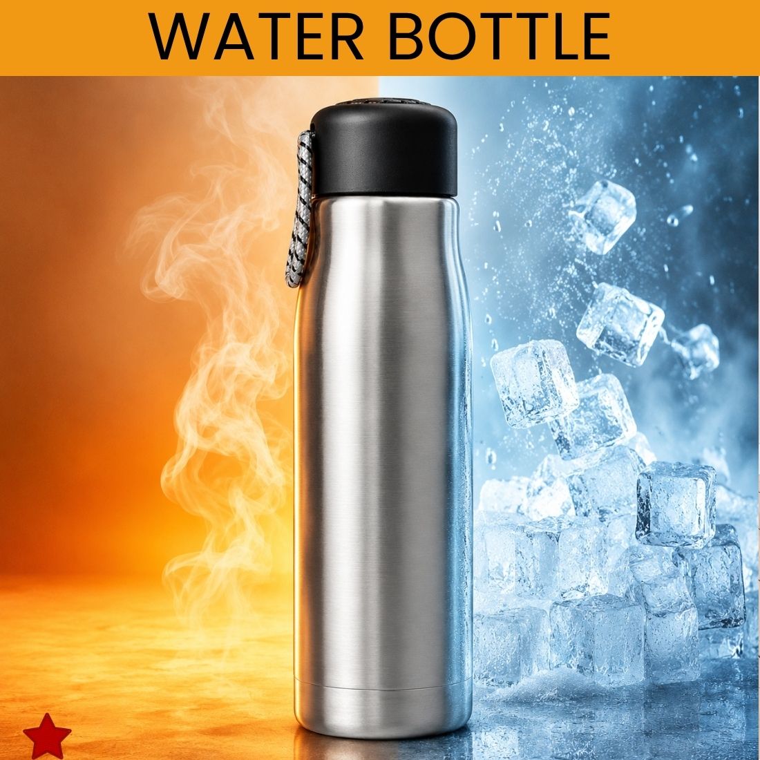 Stainless Steel Vacuum Insulated Thermal Water Bottle With Dori Handle RF148 500 ml Stainless Steel Bottle-image-2