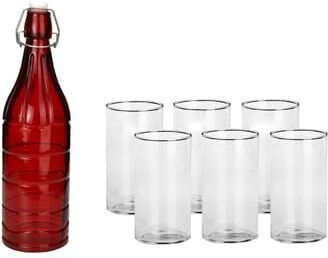 Somil Serving Beverage Glass Set With Red Bottle And Seven Glasses Combo Pack- A113 Jug Bottle Glass Set-image-39
