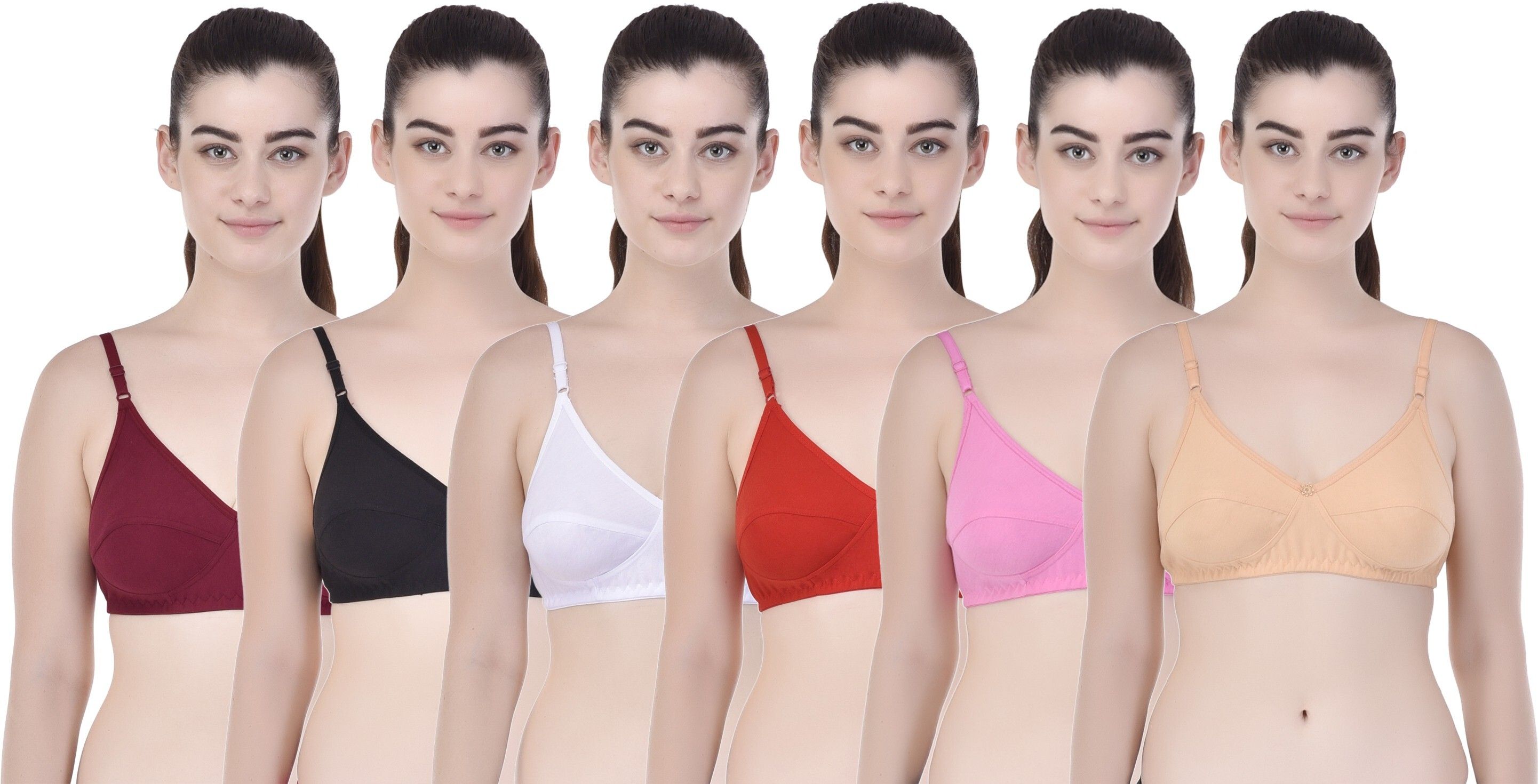 Pack of 6 Women Full Coverage Non Padded Bra