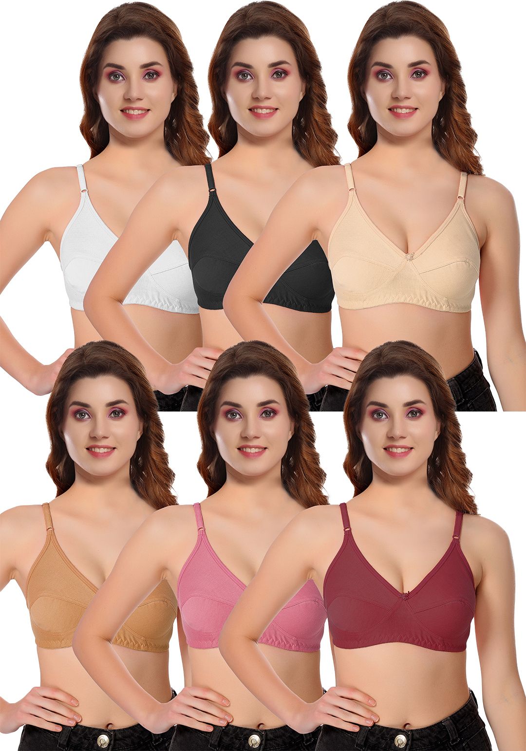 houseofcommon Pack of 6 Women Full Coverage Non Padded Bra-picture-10