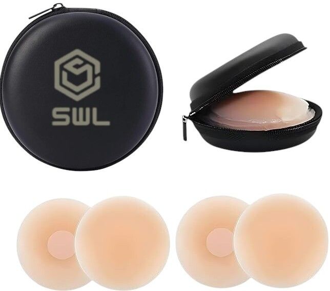 Women's & Girls Reusable Premium Nipple Cover with Storage (Beige Pack of 2) Breast Nipple Shield