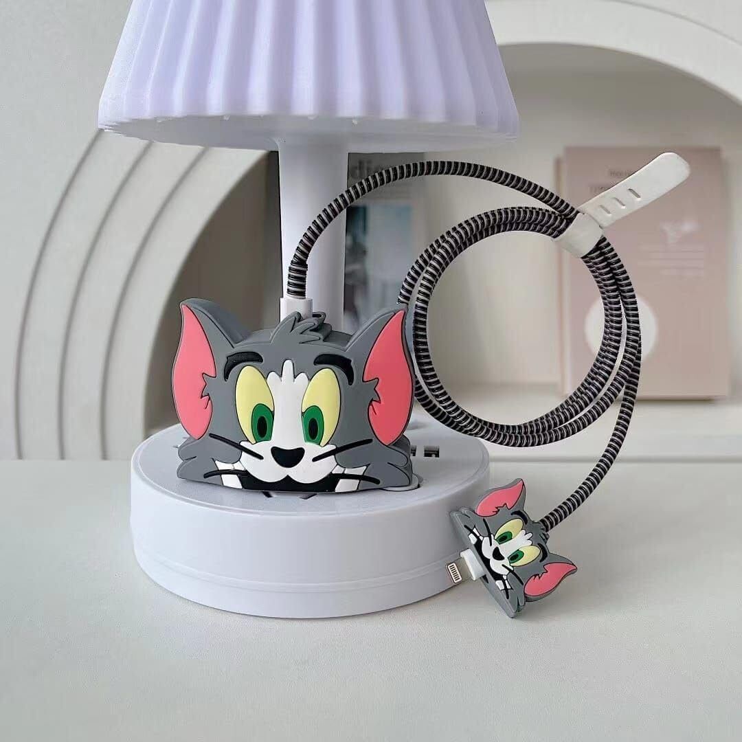 Micvir Charger Cover for iPhone 18W-20W Charger, 3D Cartoon Design Tom Grey, Spiral Cable Protector-picture-25