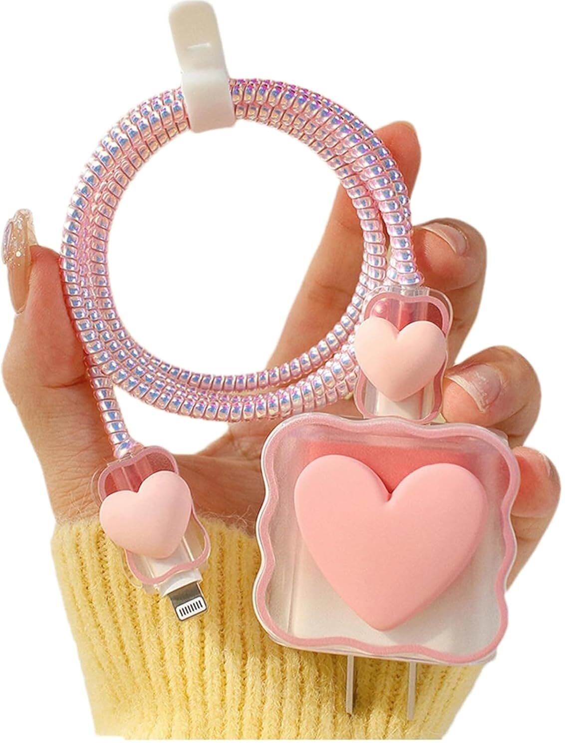 Twikka Charger Cover for iPhone 18W-20W Charger Protector Cute Pink Heart Cable Protector-picture-45