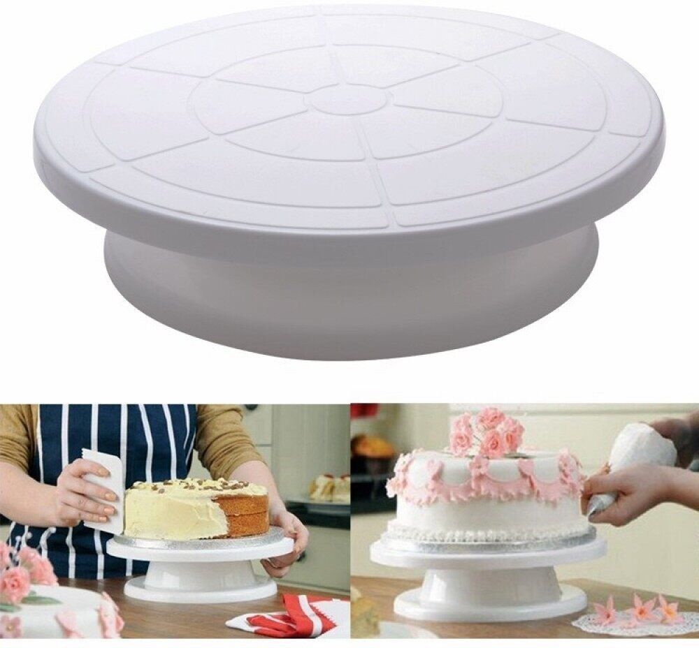 pgk traders Rotating Revolving Cake Turn Table/Cake Decorating Stand/Icing Pedestal Display Plastic Cake Server-picture-39